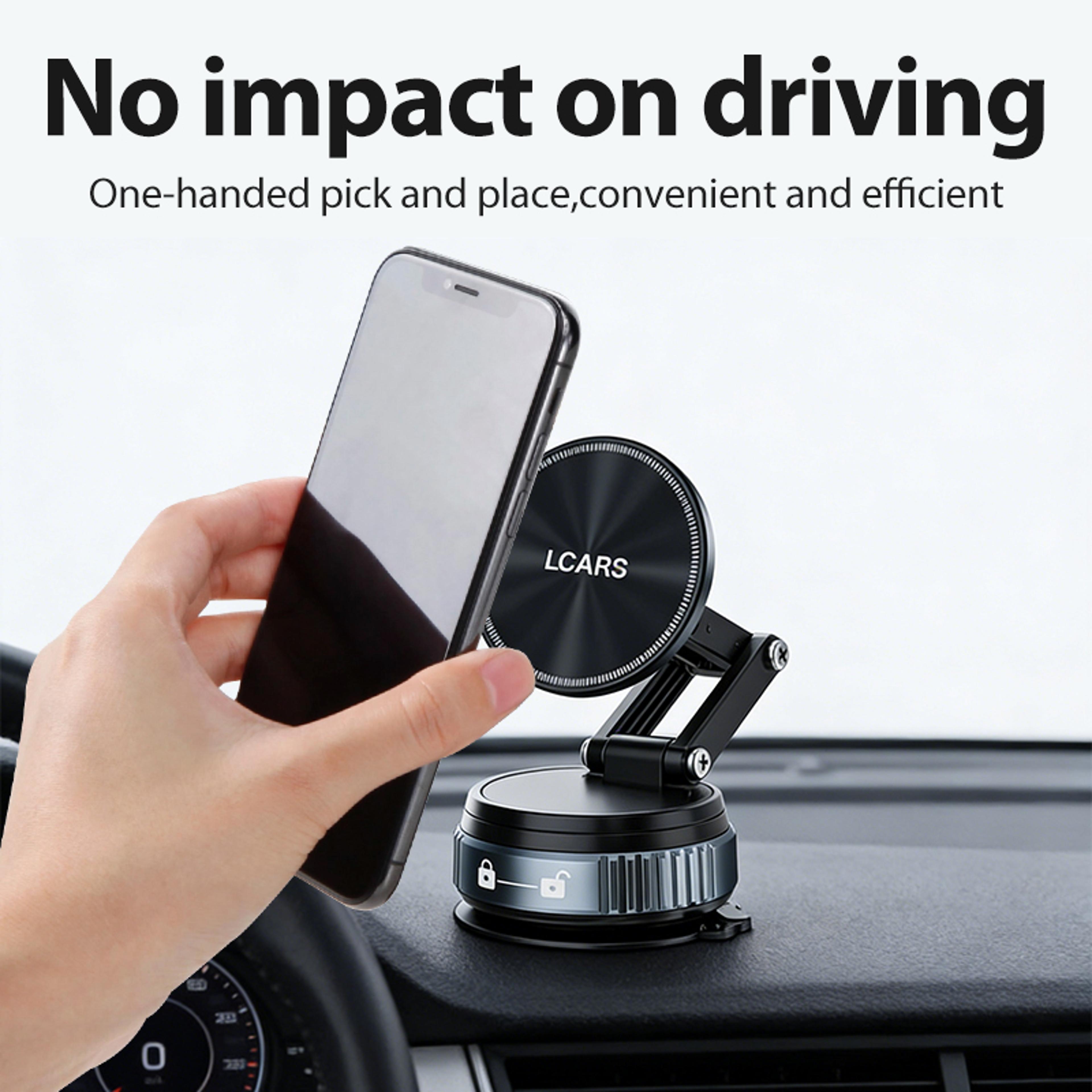 Magnetic Vacuum Suction Car Phone Holder Foldable Extendable Dashboard Mount 3