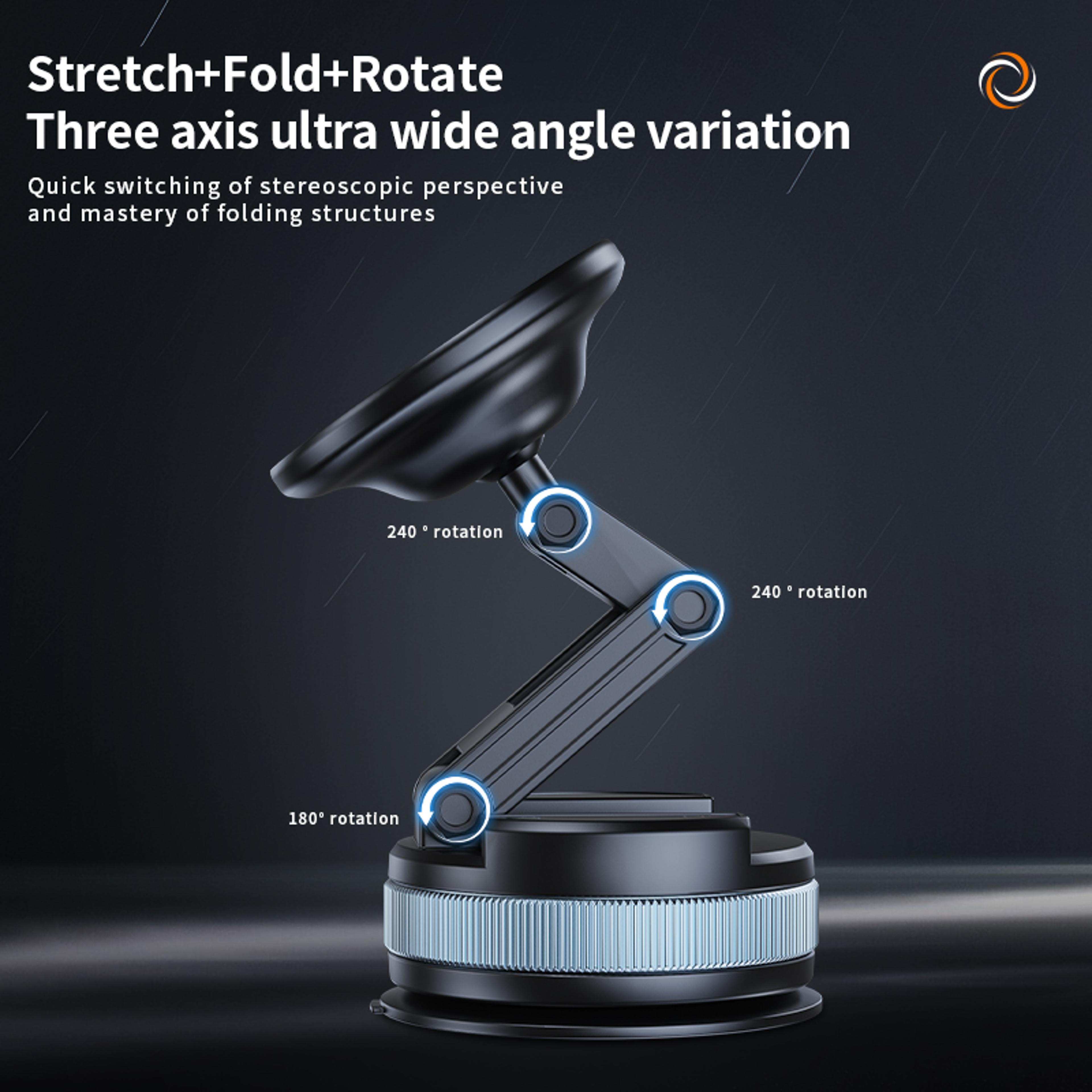 Magnetic Vacuum Suction Car Phone Holder Foldable Extendable Dashboard Mount 2