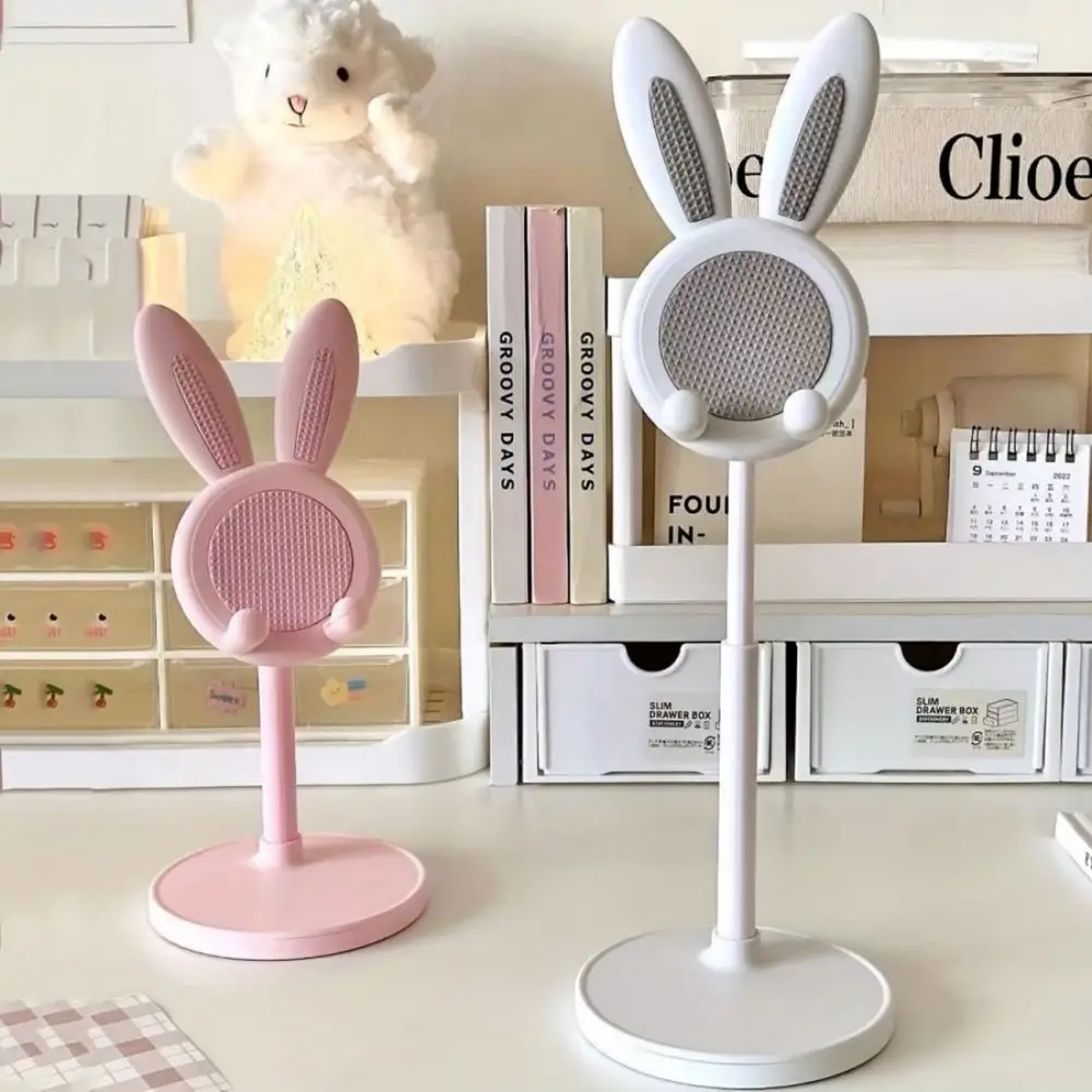 cute bunny adjustable phone stand for iphone ipad kindle and tablets