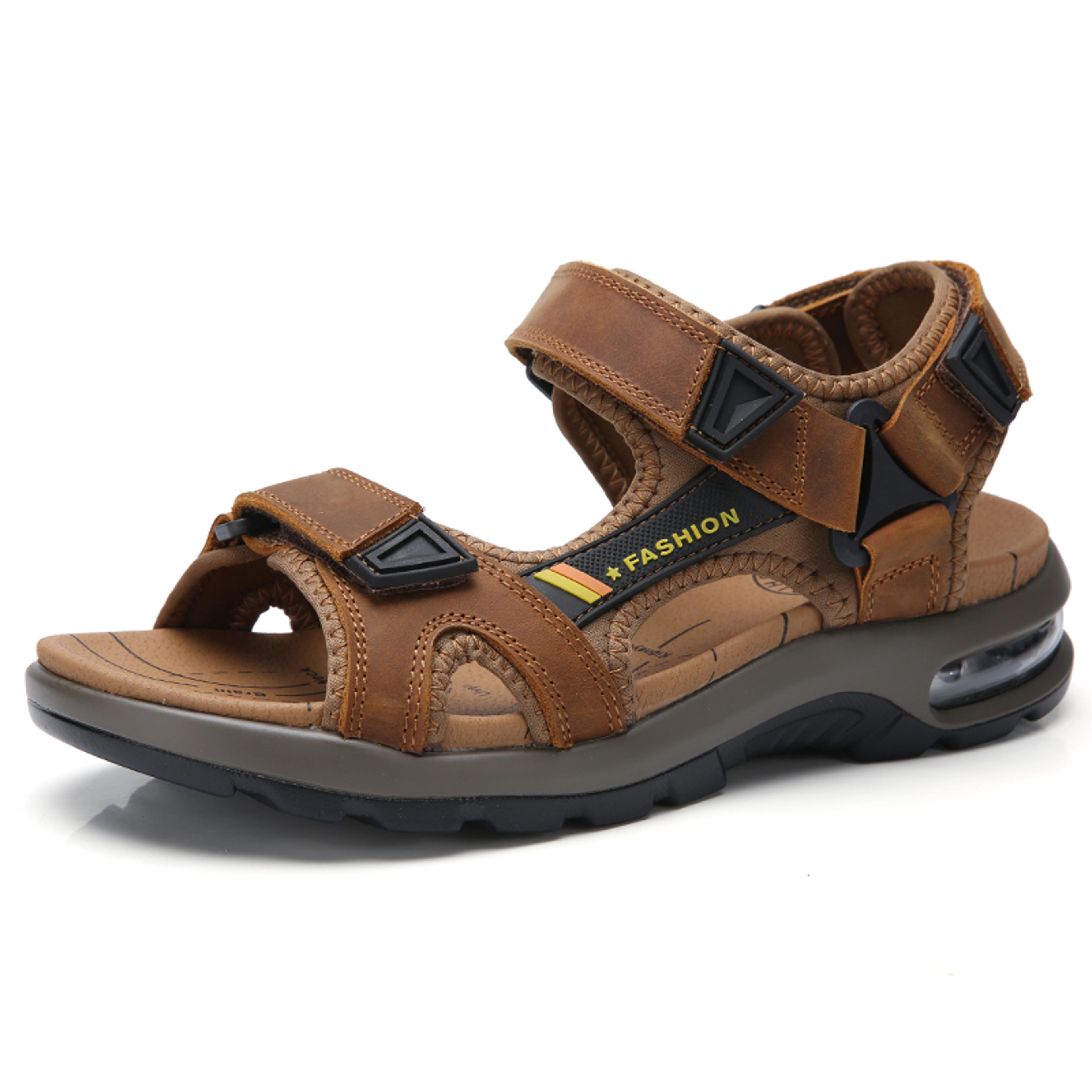 Mens Genuine Leather Gladiator Sandals With Adjustable Straps And Cushioned EVA Insoles 6