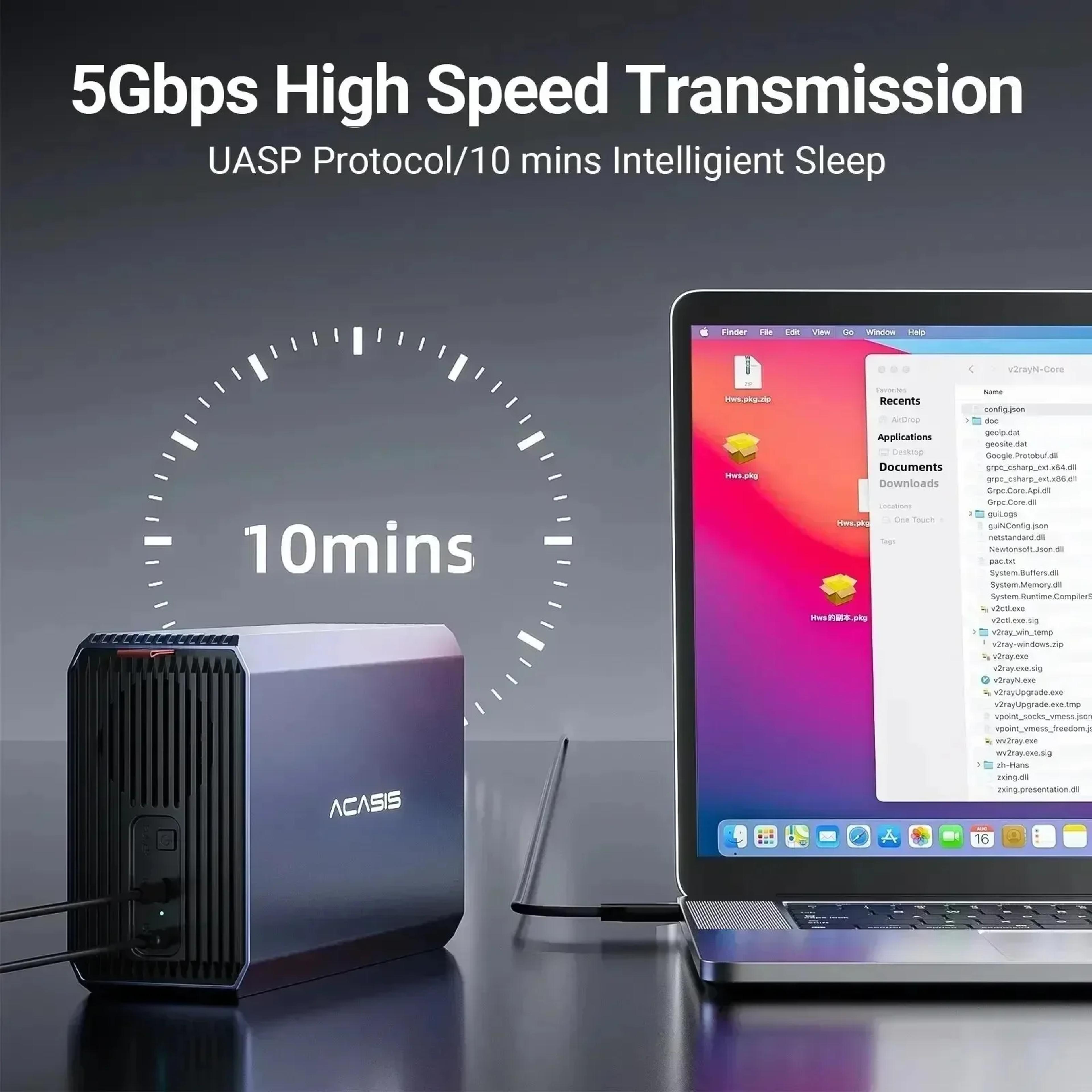 Dual Bay SATA HDD Enclosure With USB C Connection And RAID Support For Data Backup 3