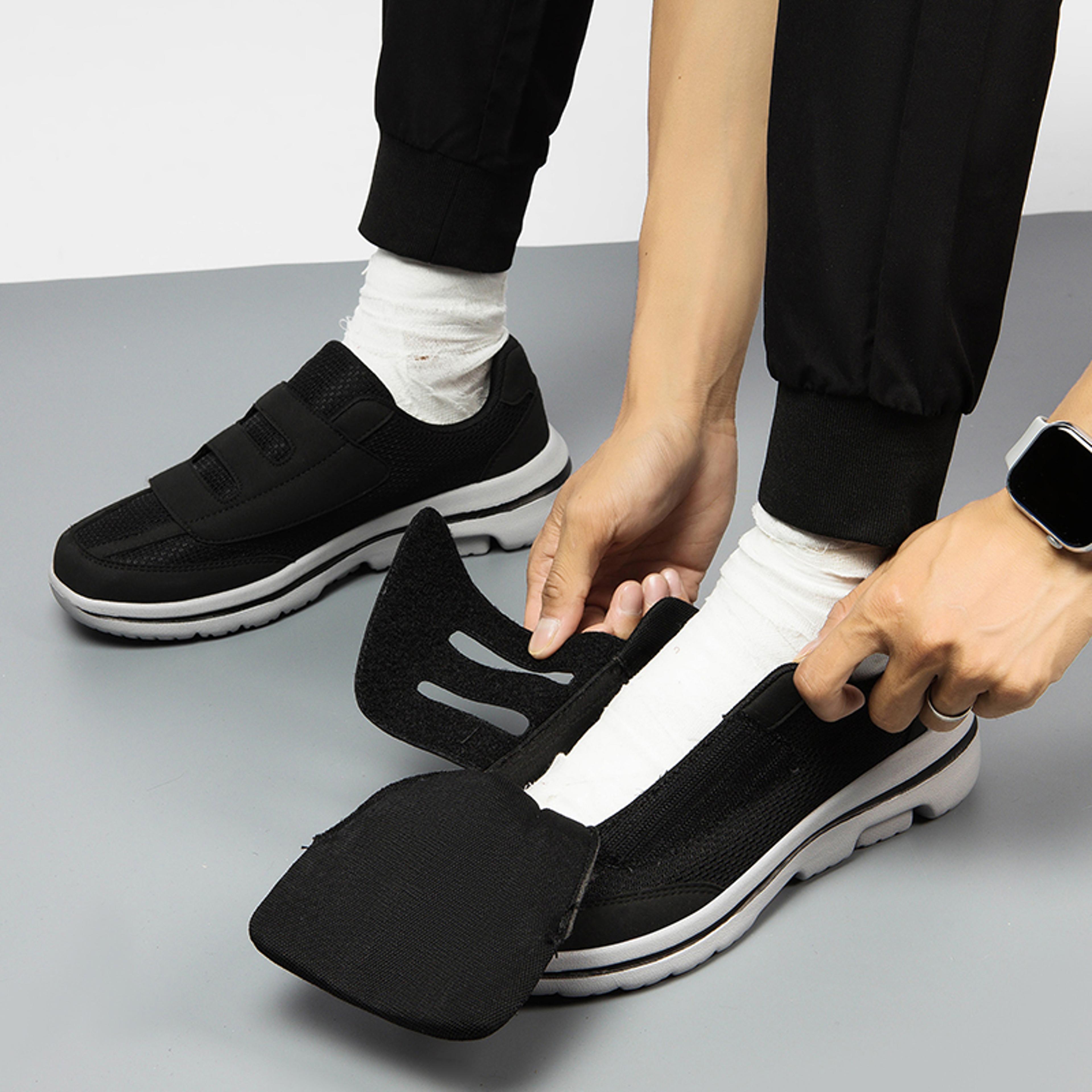 Mens Wide Toe Box Sneakers Breathable Adjustable Hook And Loop Walking Shoes 1
