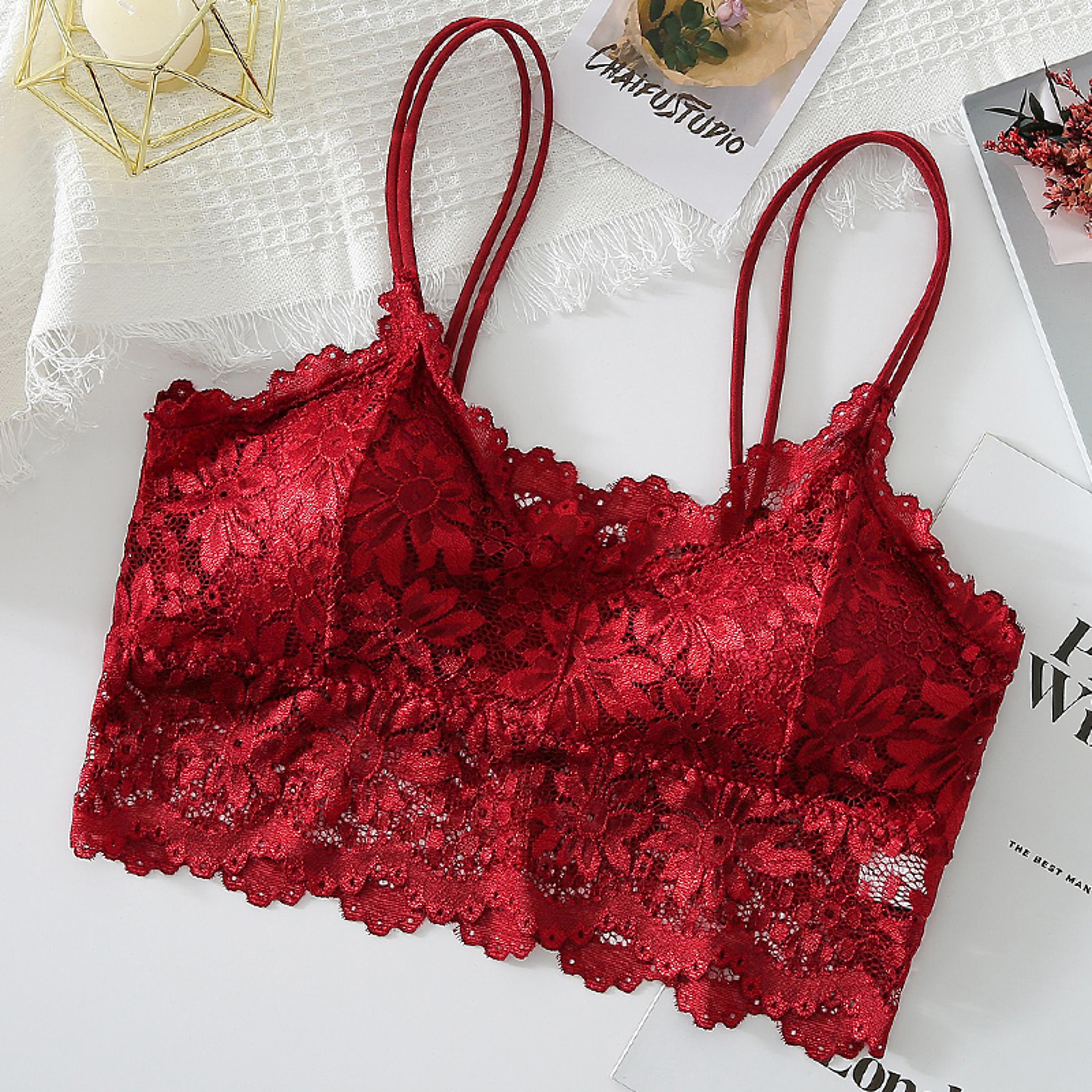 Three Pack Womens Wireless Lace Bralette Set With Padded Cups And Seamless Design 3