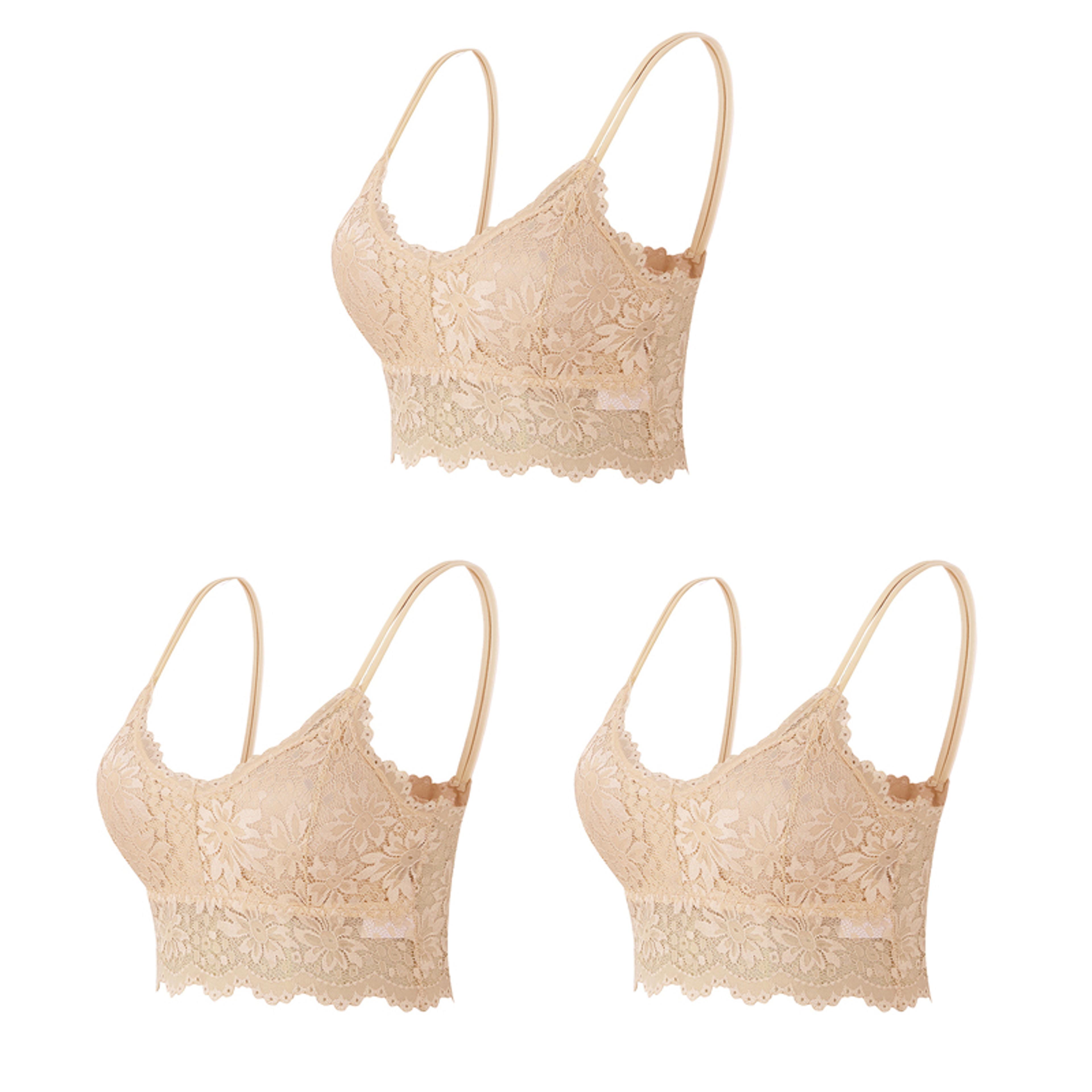 Three Pack Womens Wireless Lace Bralette Set With Padded Cups And Seamless Design 8