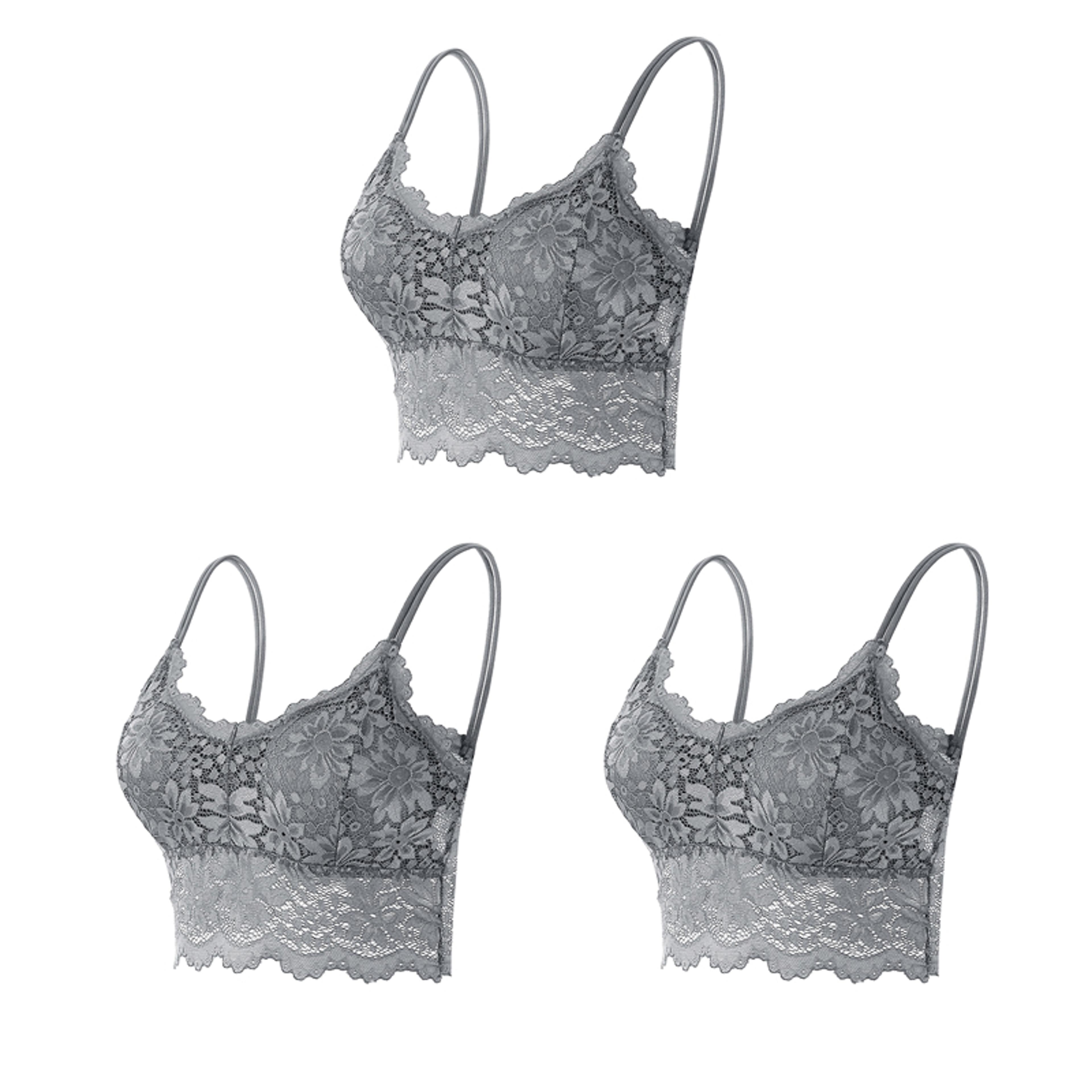 Three Pack Womens Wireless Lace Bralette Set With Padded Cups And Seamless Design 7