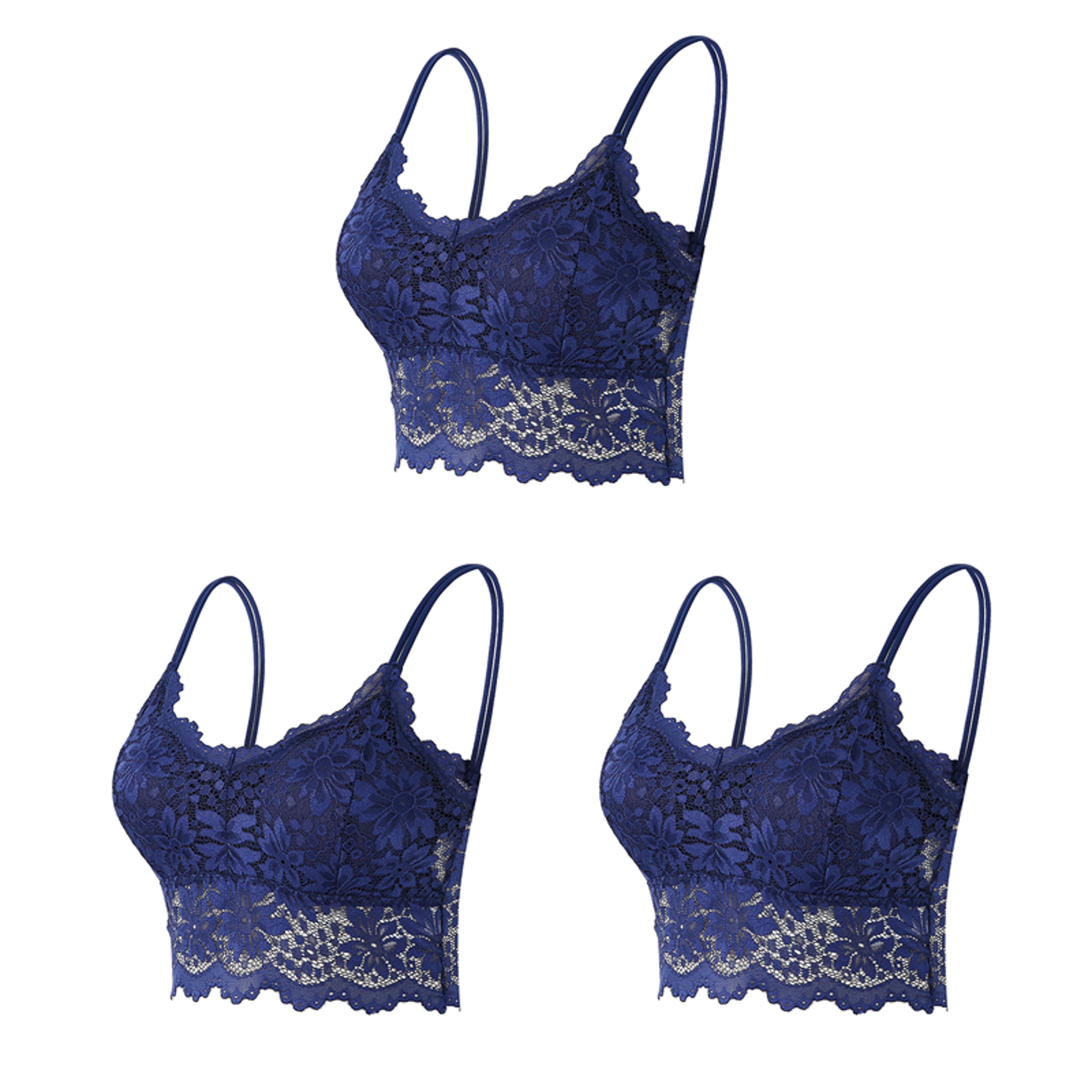 Three Pack Womens Wireless Lace Bralette Set With Padded Cups And Seamless Design 10