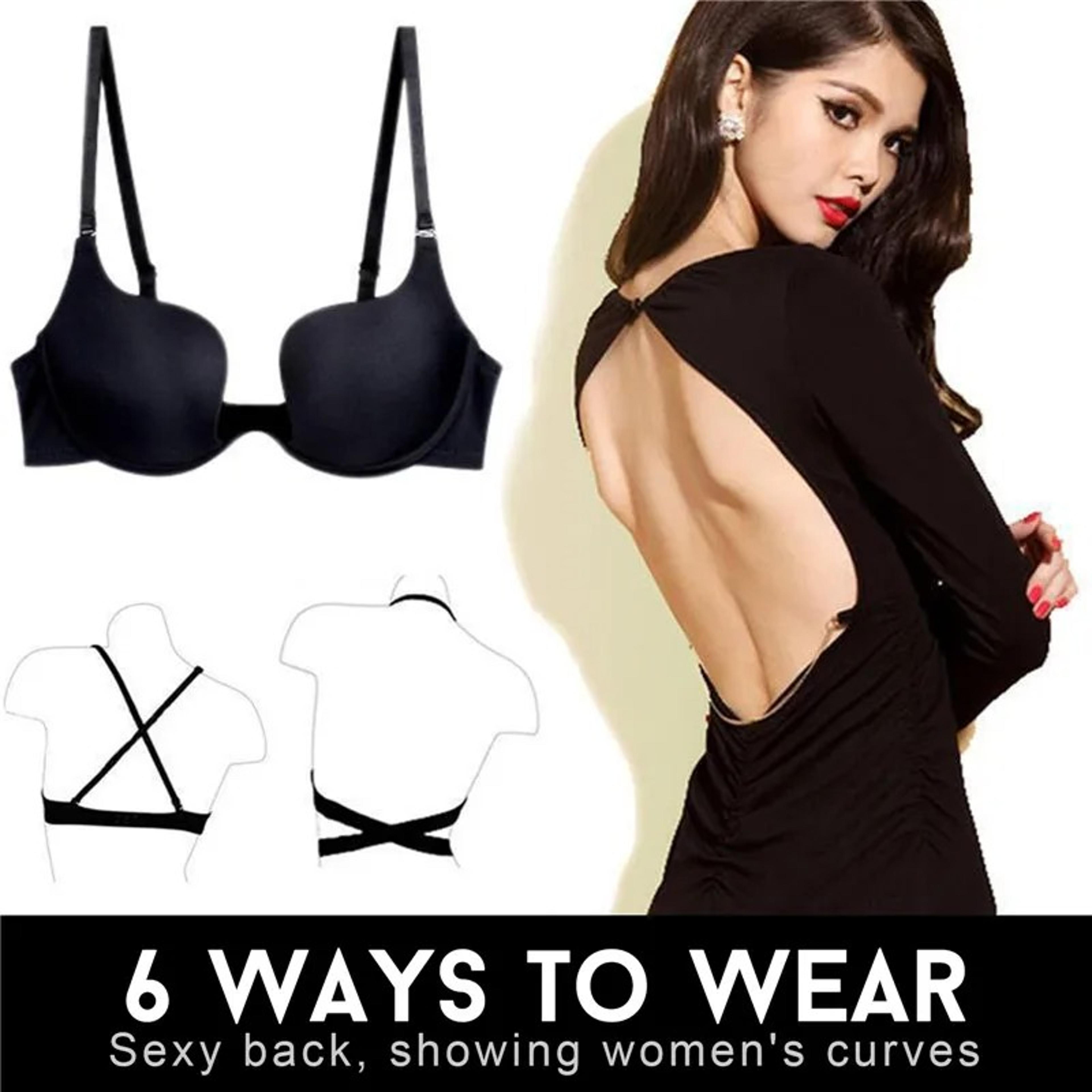 Womens Backless Push Up Bra With Deep V Neckline And Breathable Knit Fabric 4