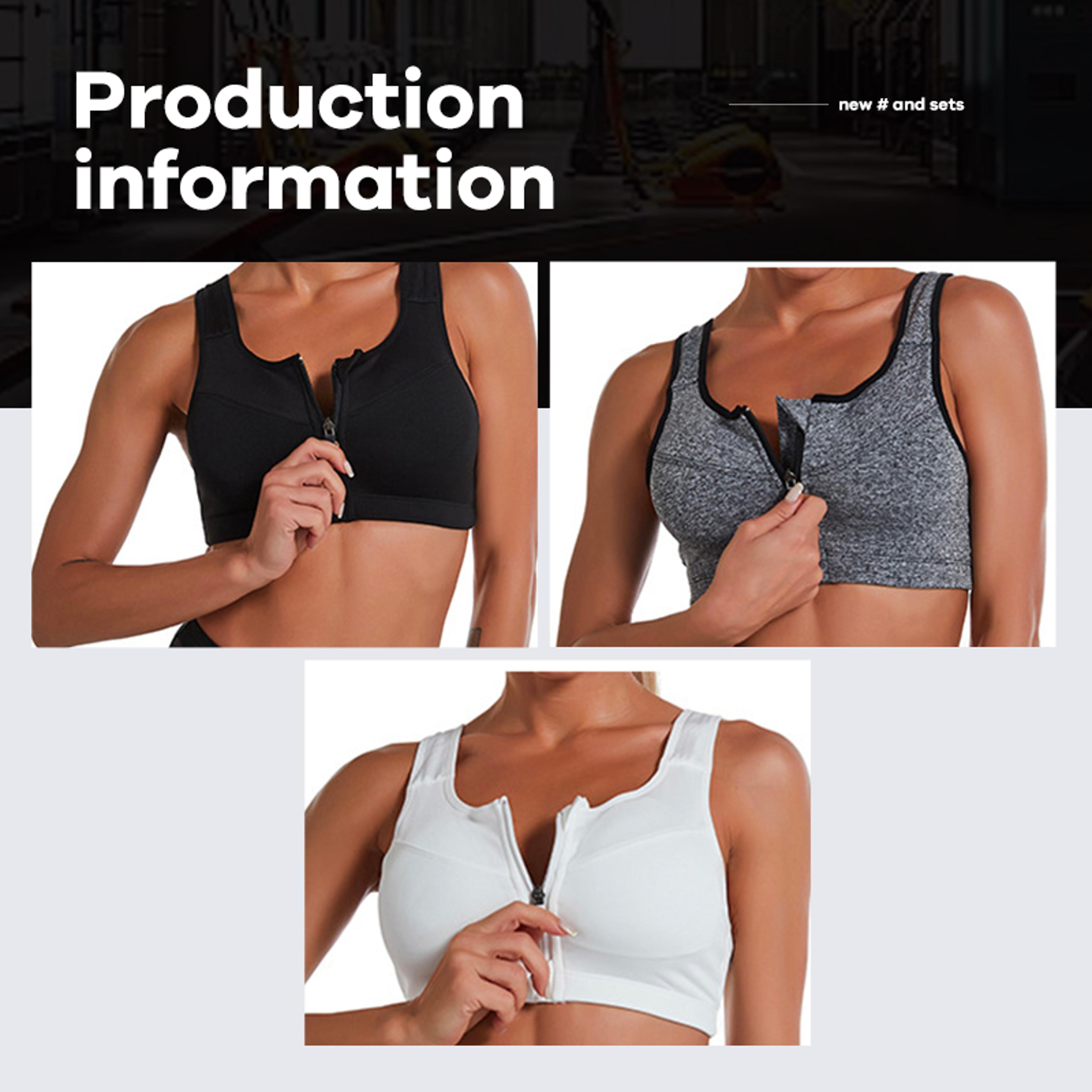 Womens Front Zip Sports Bra With Push Up Support And Breathable Fabric 4