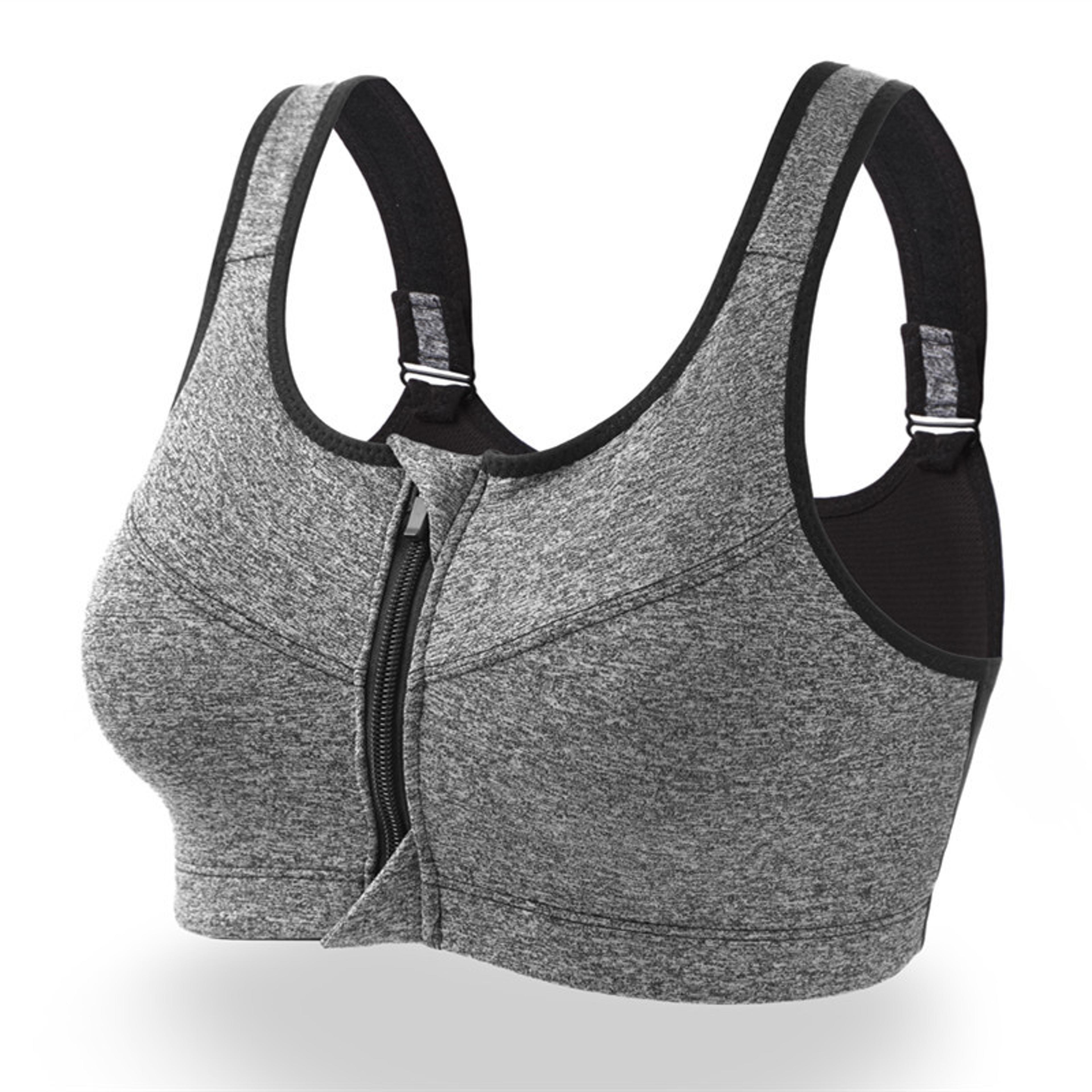 Womens Front Zip Sports Bra With Push Up Support And Breathable Fabric 8
