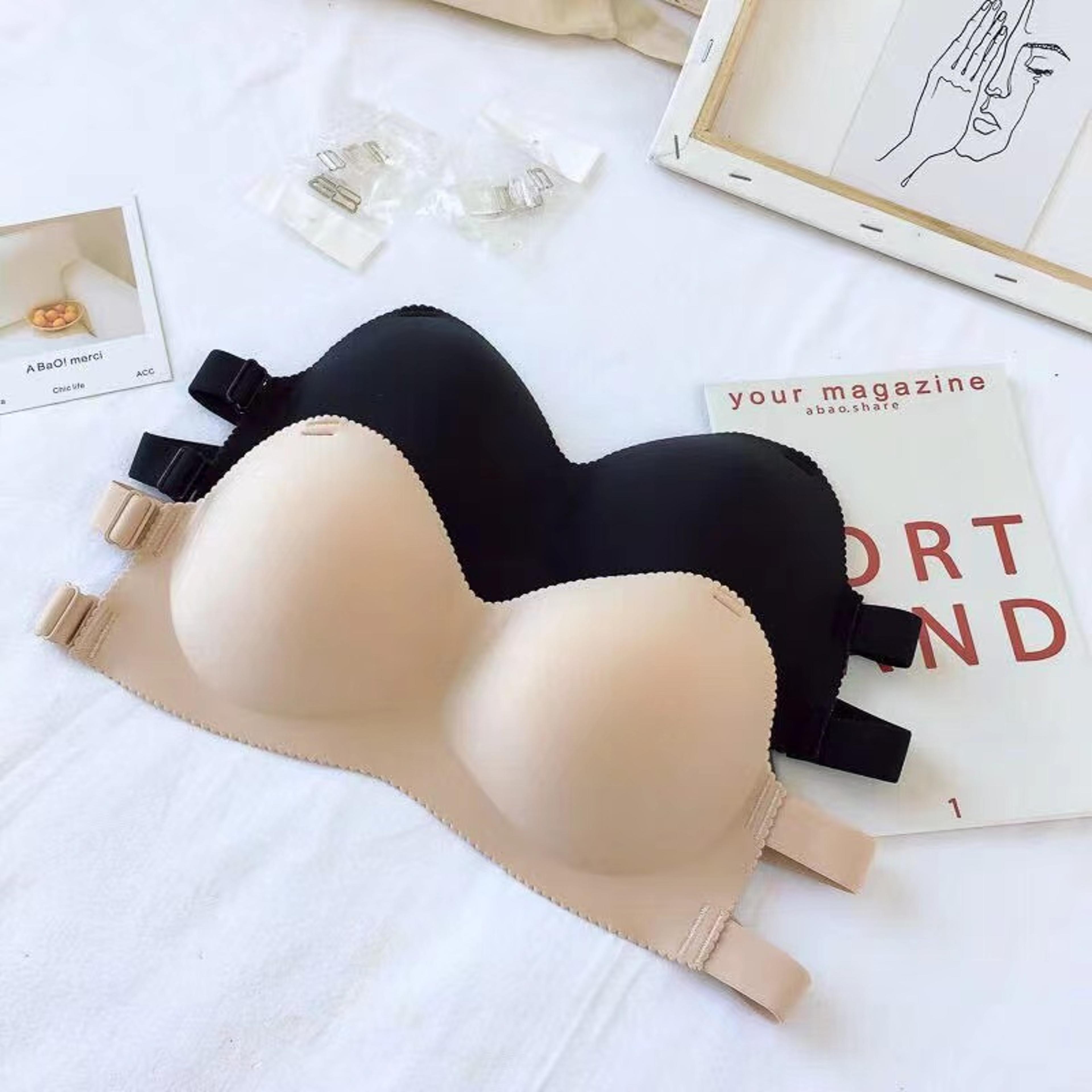 womens strapless push up bra seamless wire free half cup bandeau