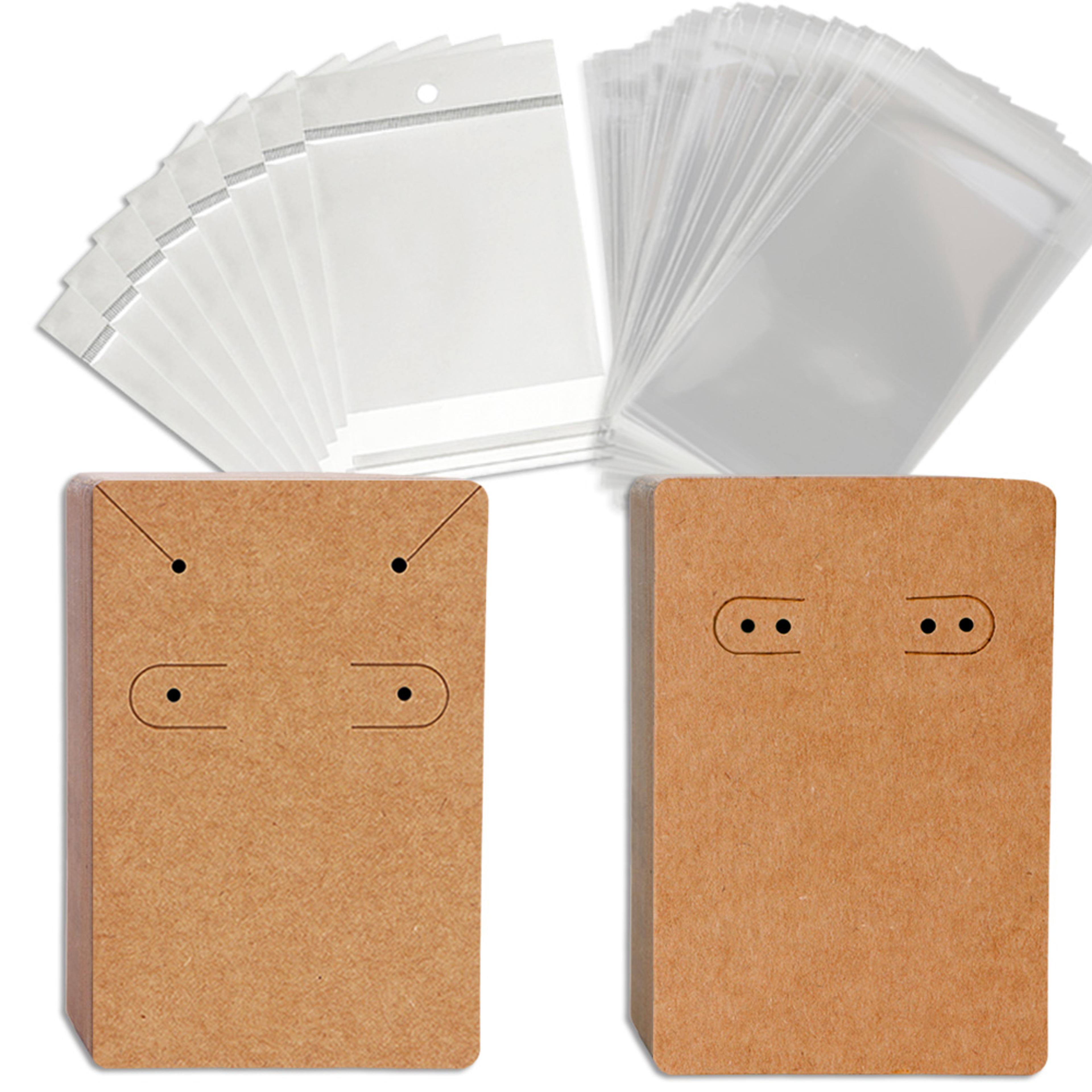 fifty pack self adhesive jewelry packaging bags and earring display cards