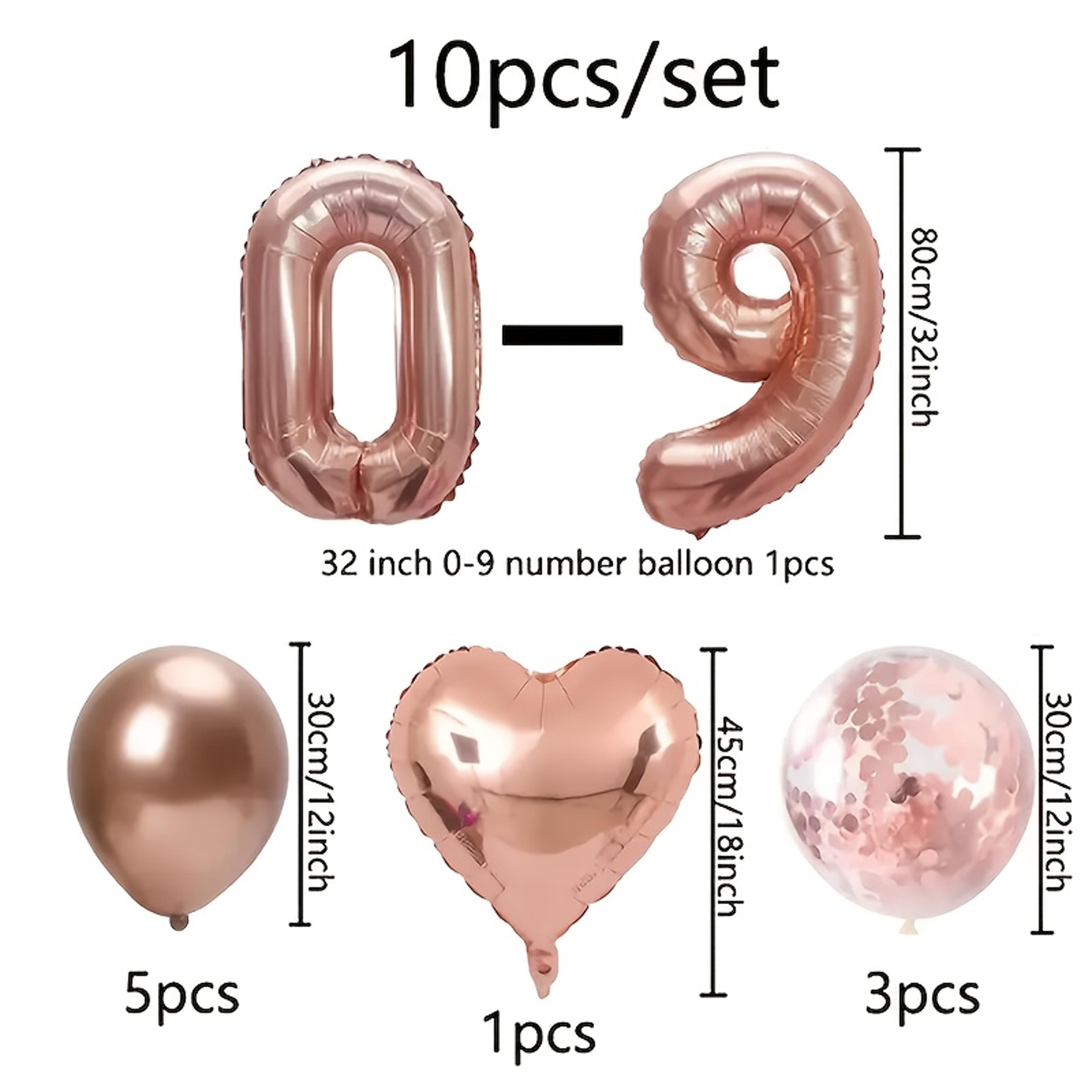 Rose Gold Foil Balloons Number And Heart Party Decorations 1