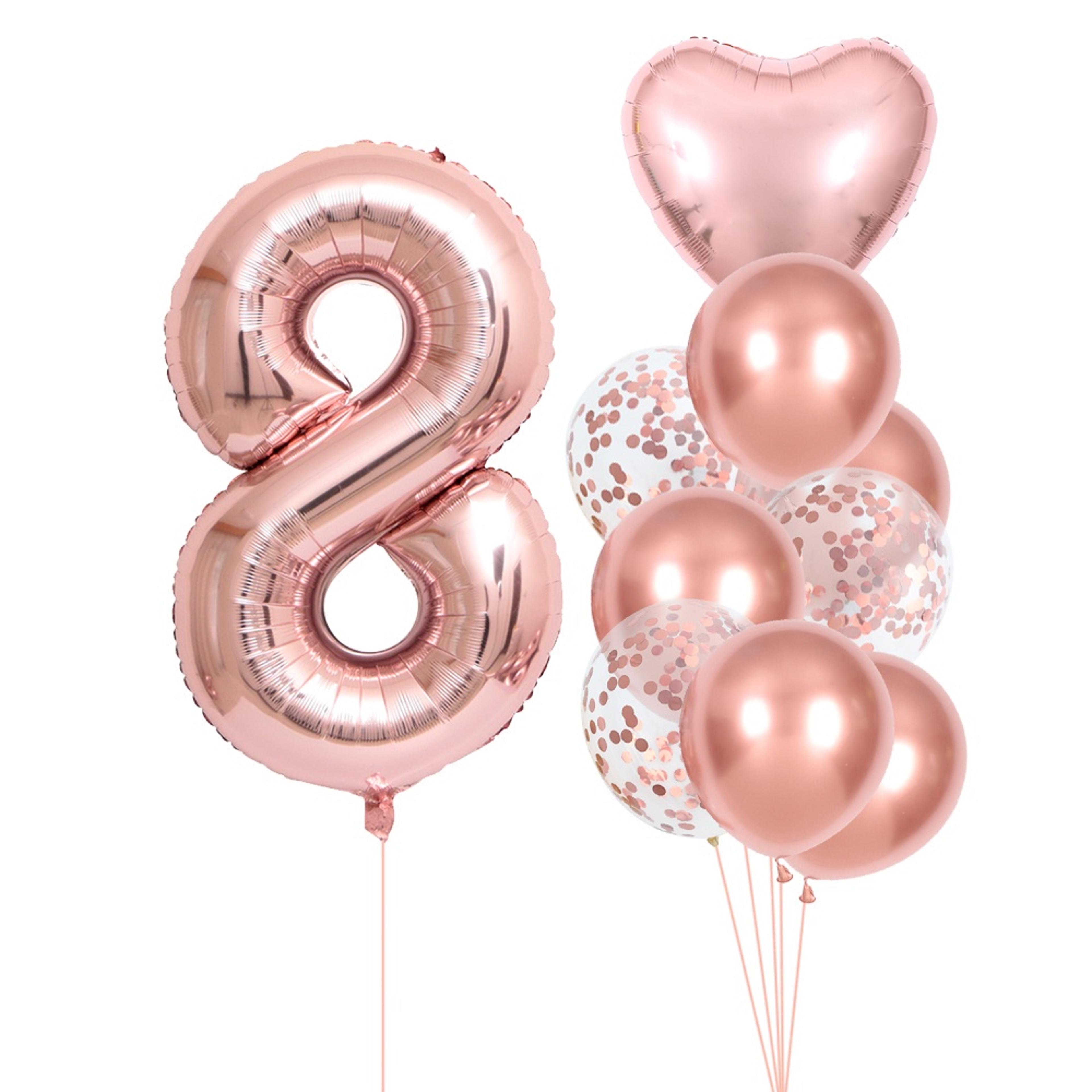 Rose Gold Foil Balloons Number And Heart Party Decorations 14