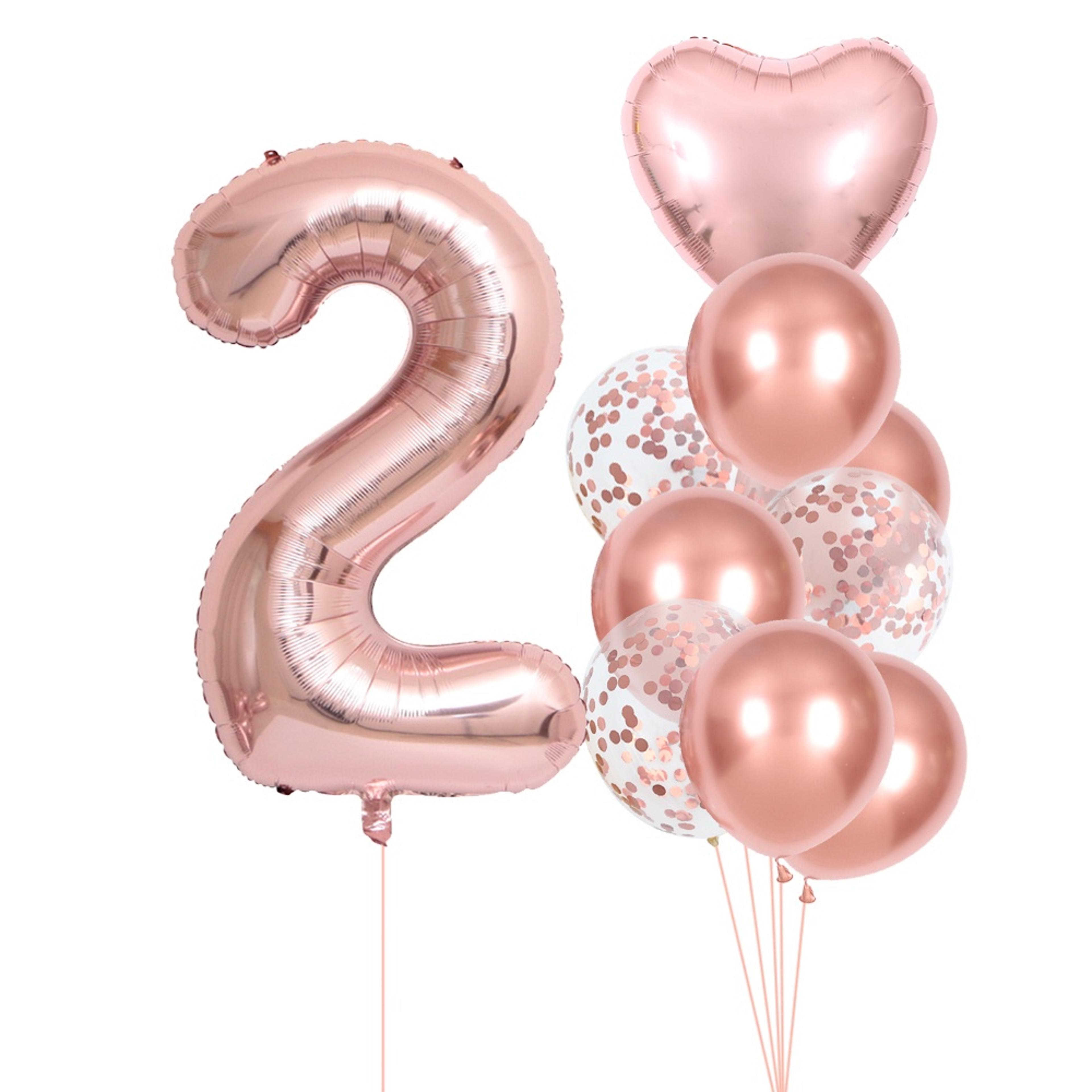 Rose Gold Foil Balloons Number And Heart Party Decorations 8