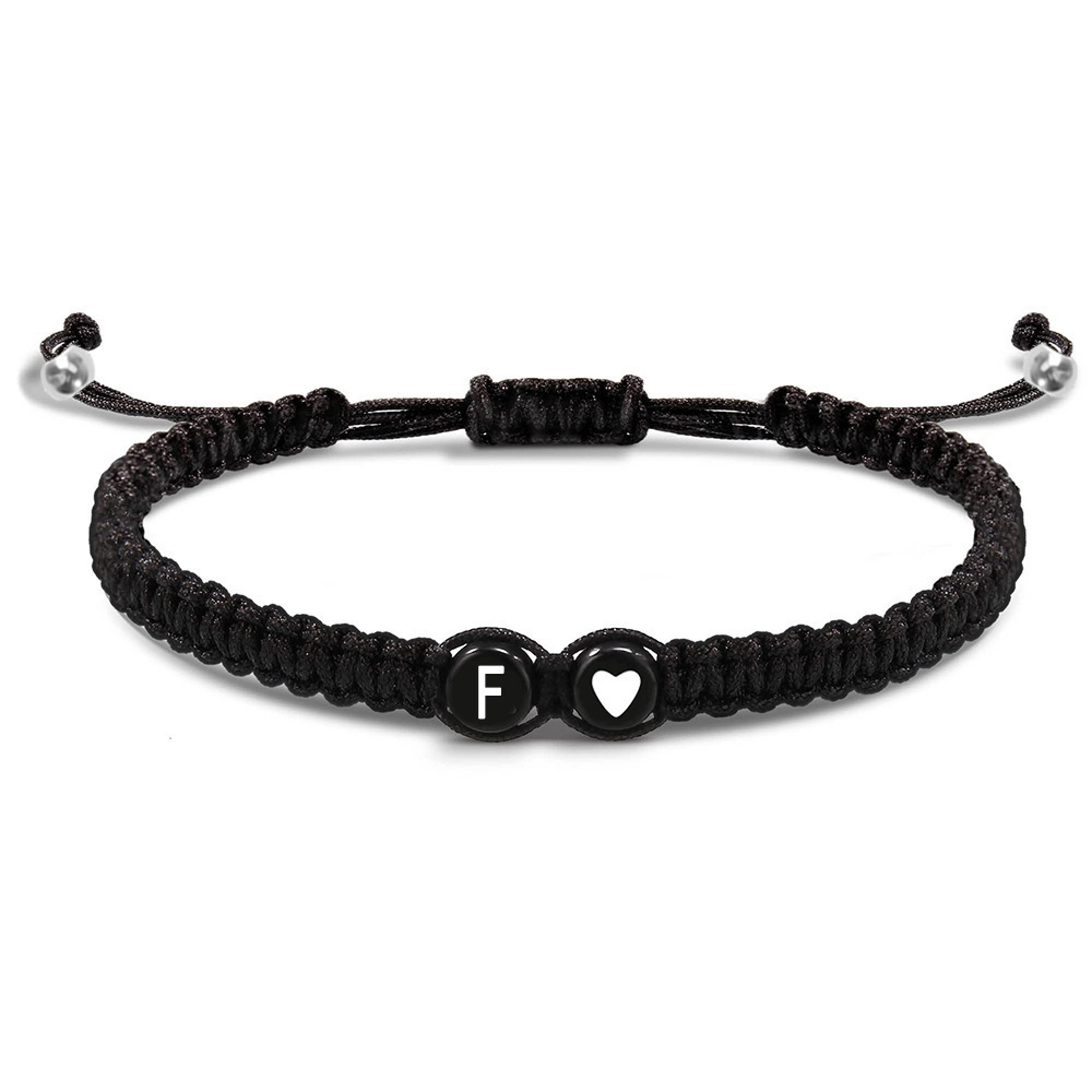Personalized Initial Heart Bracelet Adjustable Braided Friendship Jewelry 11