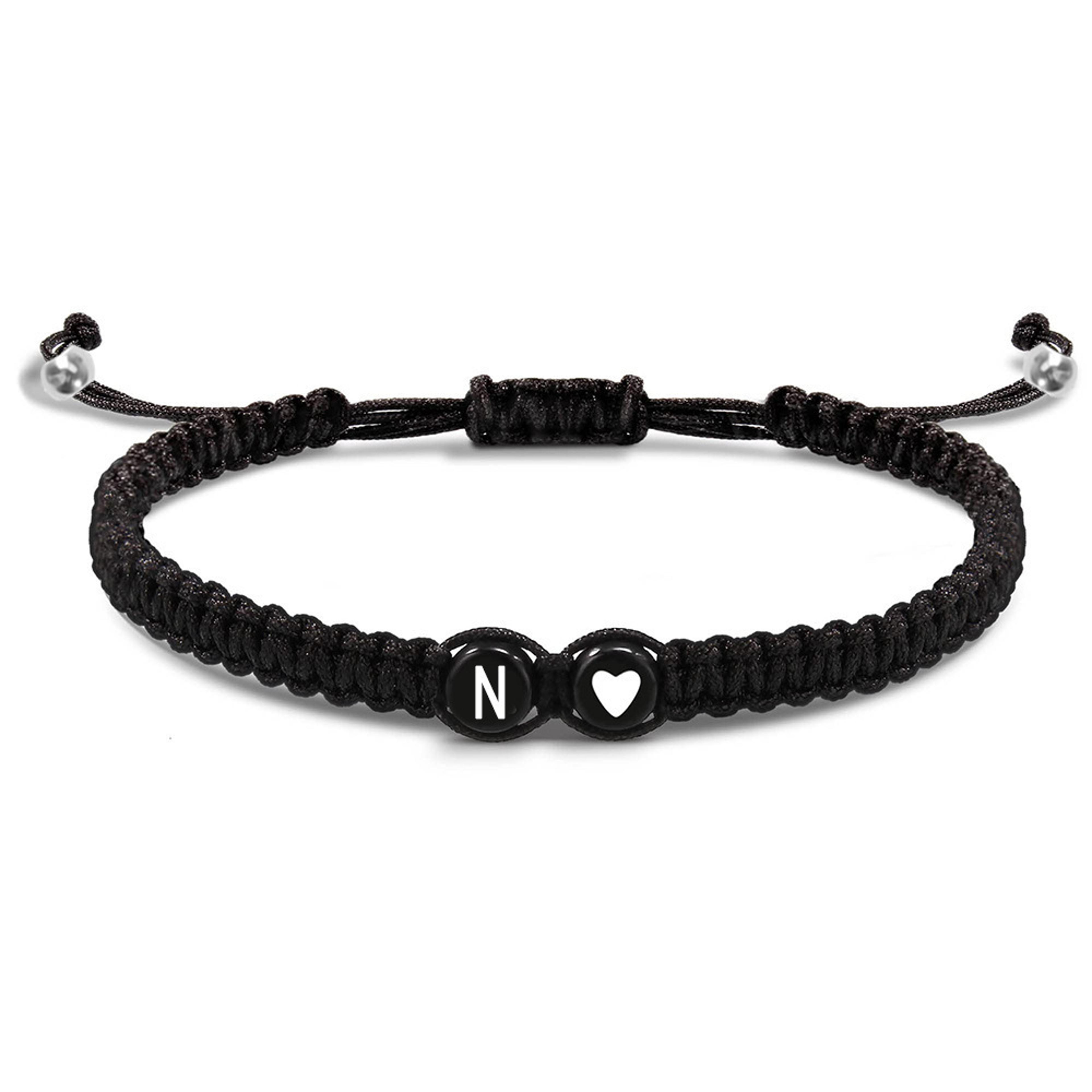 Personalized Initial Heart Bracelet Adjustable Braided Friendship Jewelry 19