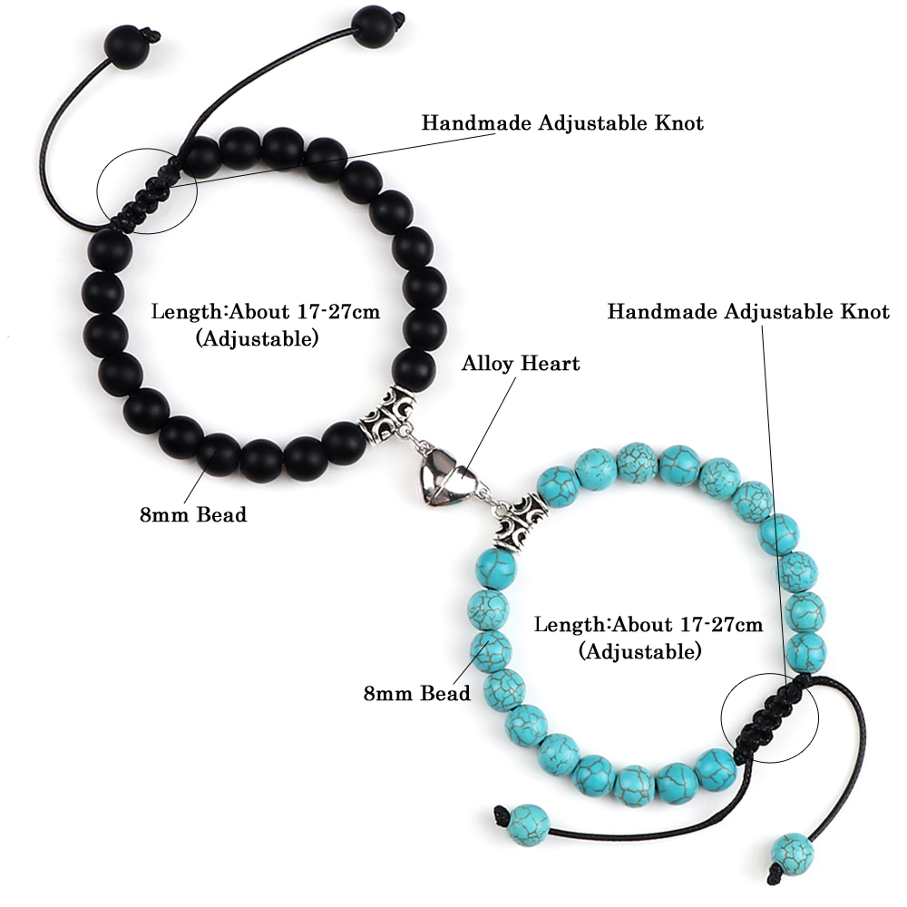 Couple Distance Bracelets With Natural Stone Beads And Magnetic Heart Charms 5