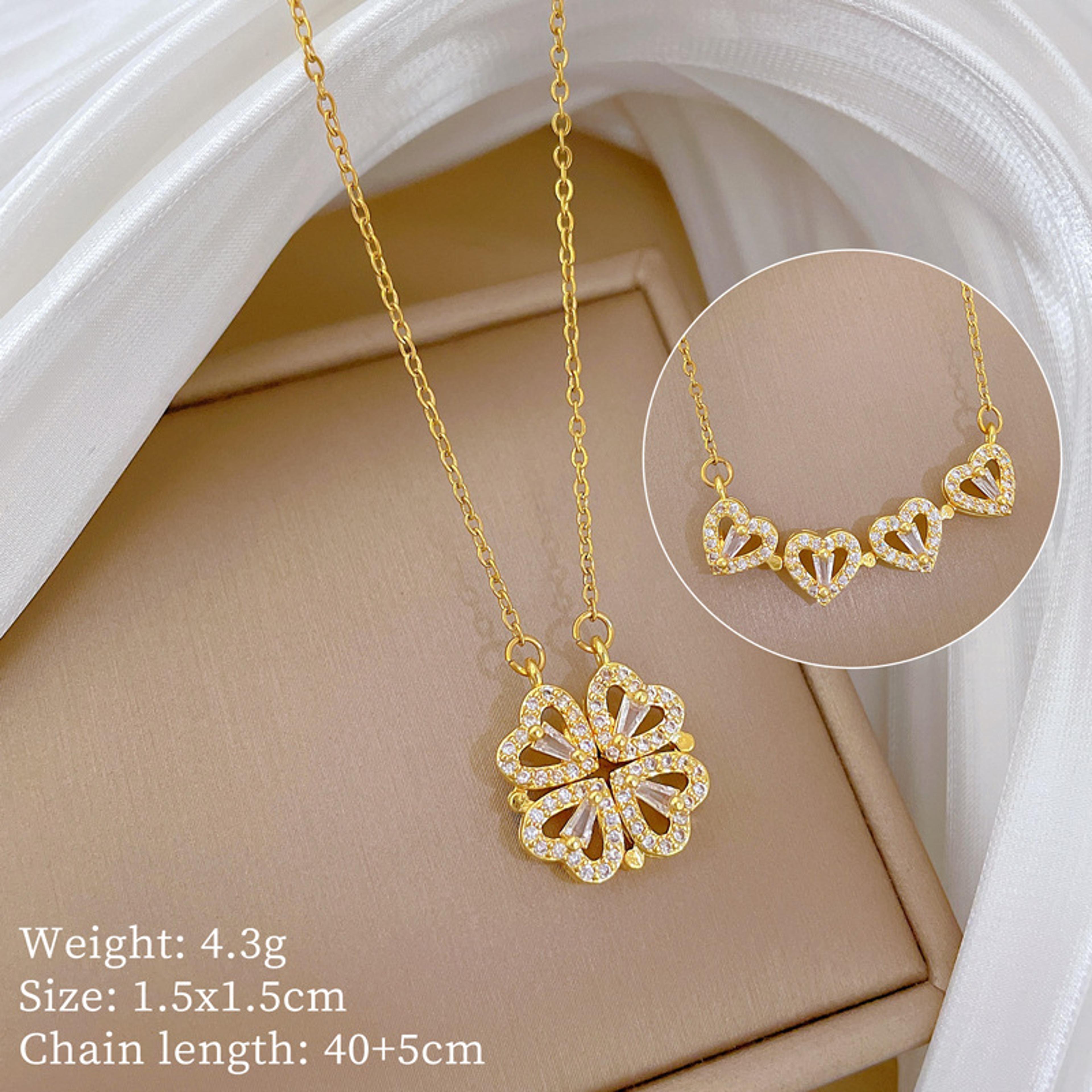 Magnetic Heart Pendant Necklace For Women With Cubic Zirconia Accents 4