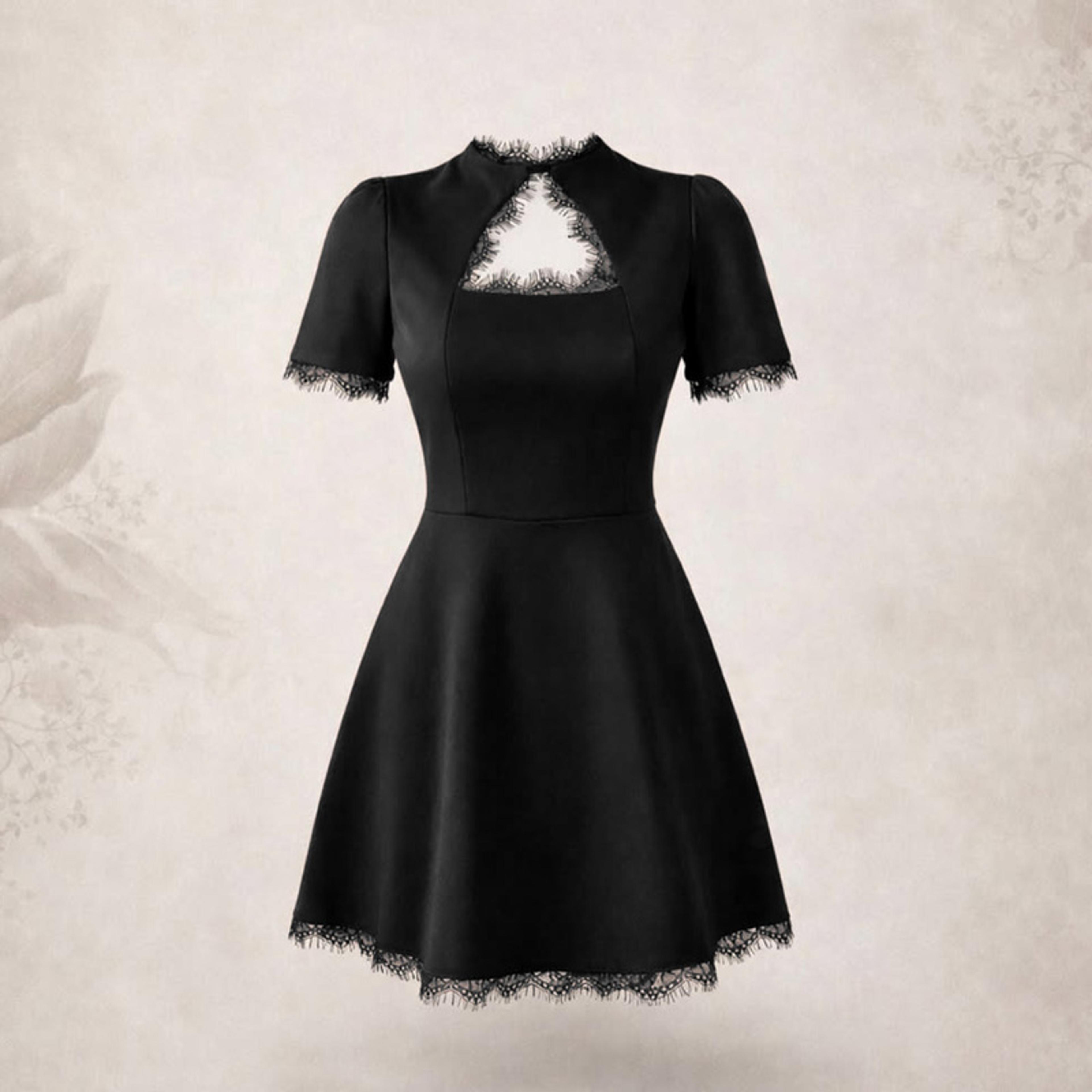 Womens Lace Hollow Out A Line Mini Dress With Half Sleeves 6