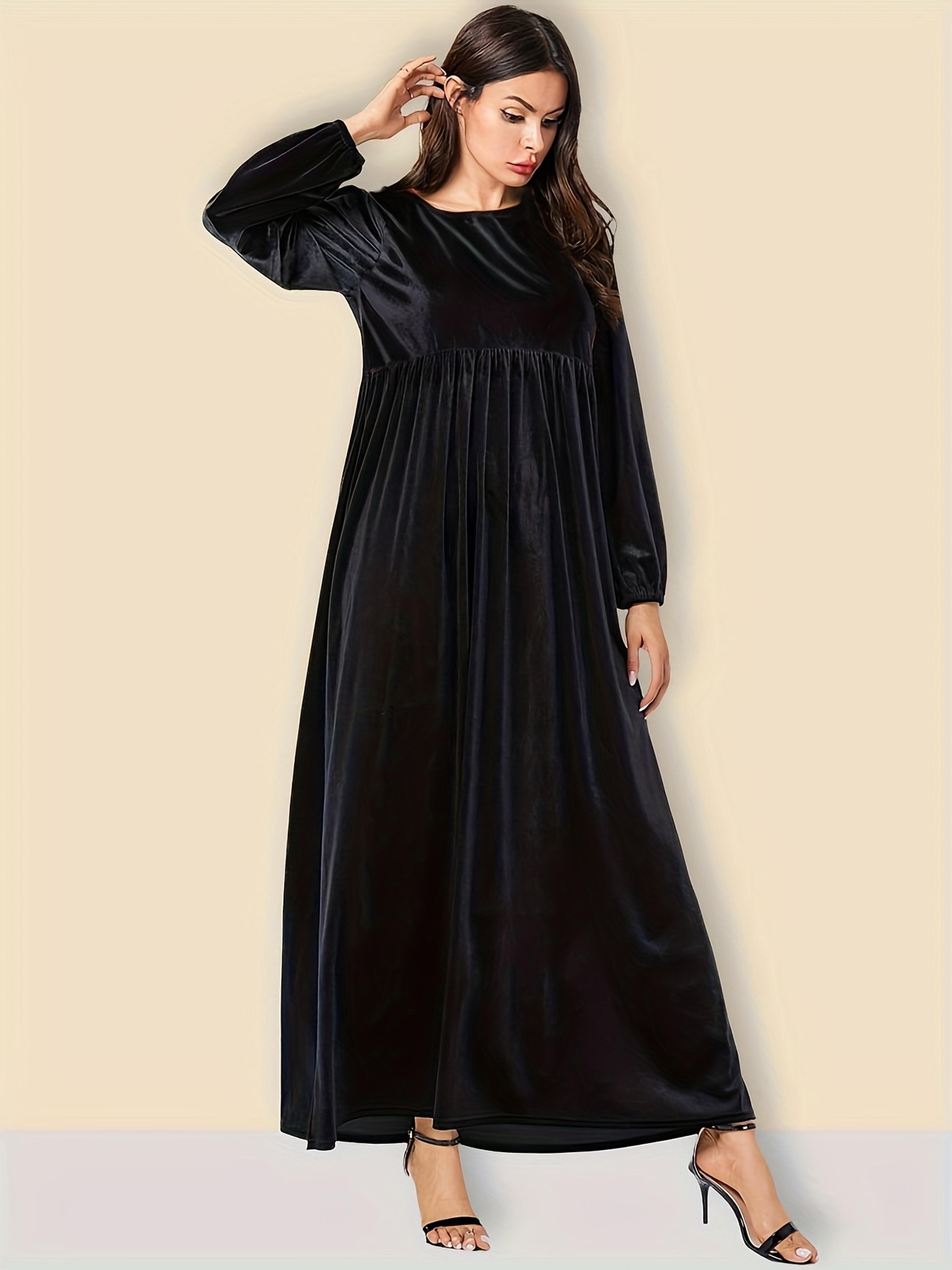 plus size womens velvet maxi dress with long sleeves and loose fit