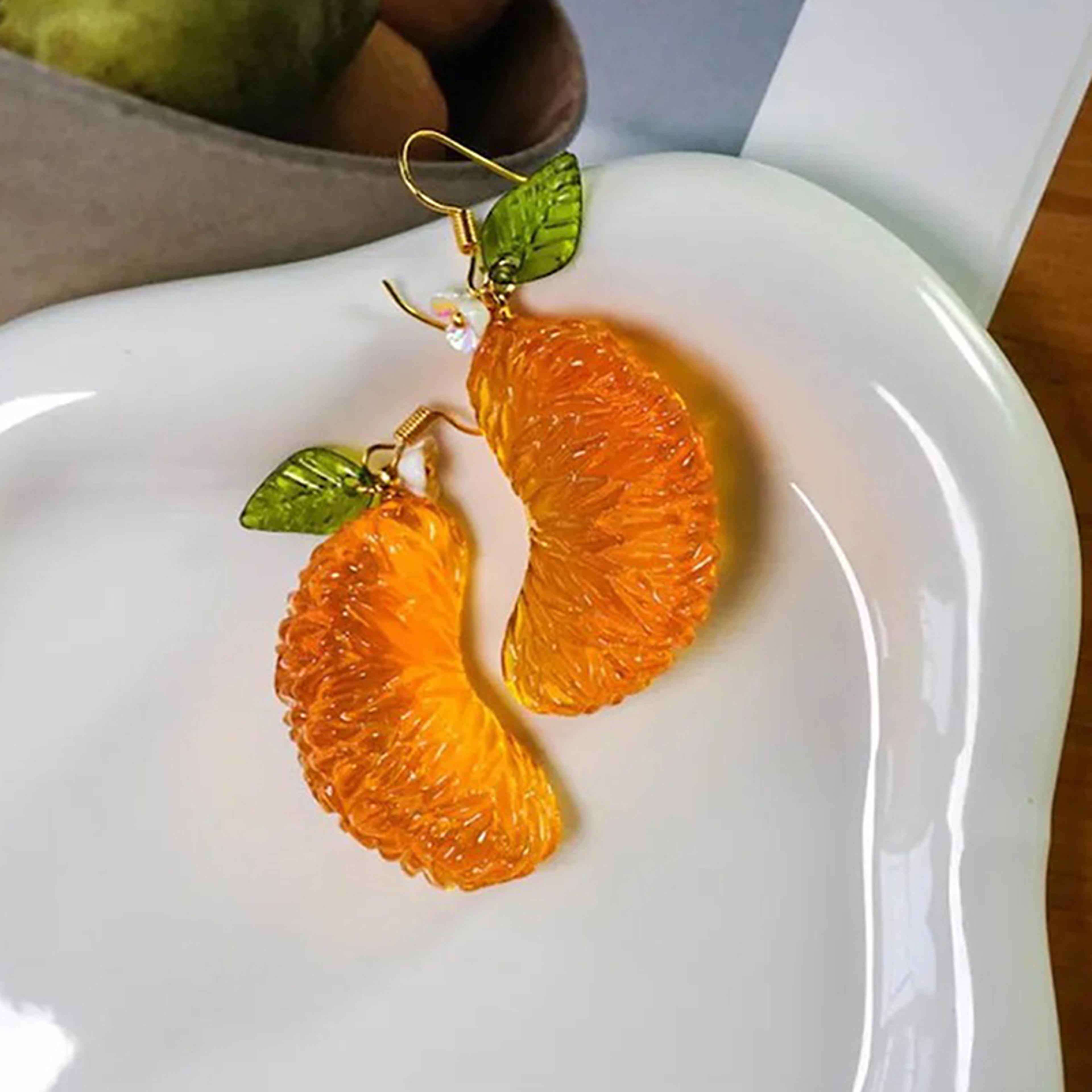 cute orange fruit stud earrings for girls fun summer fashion jewelry