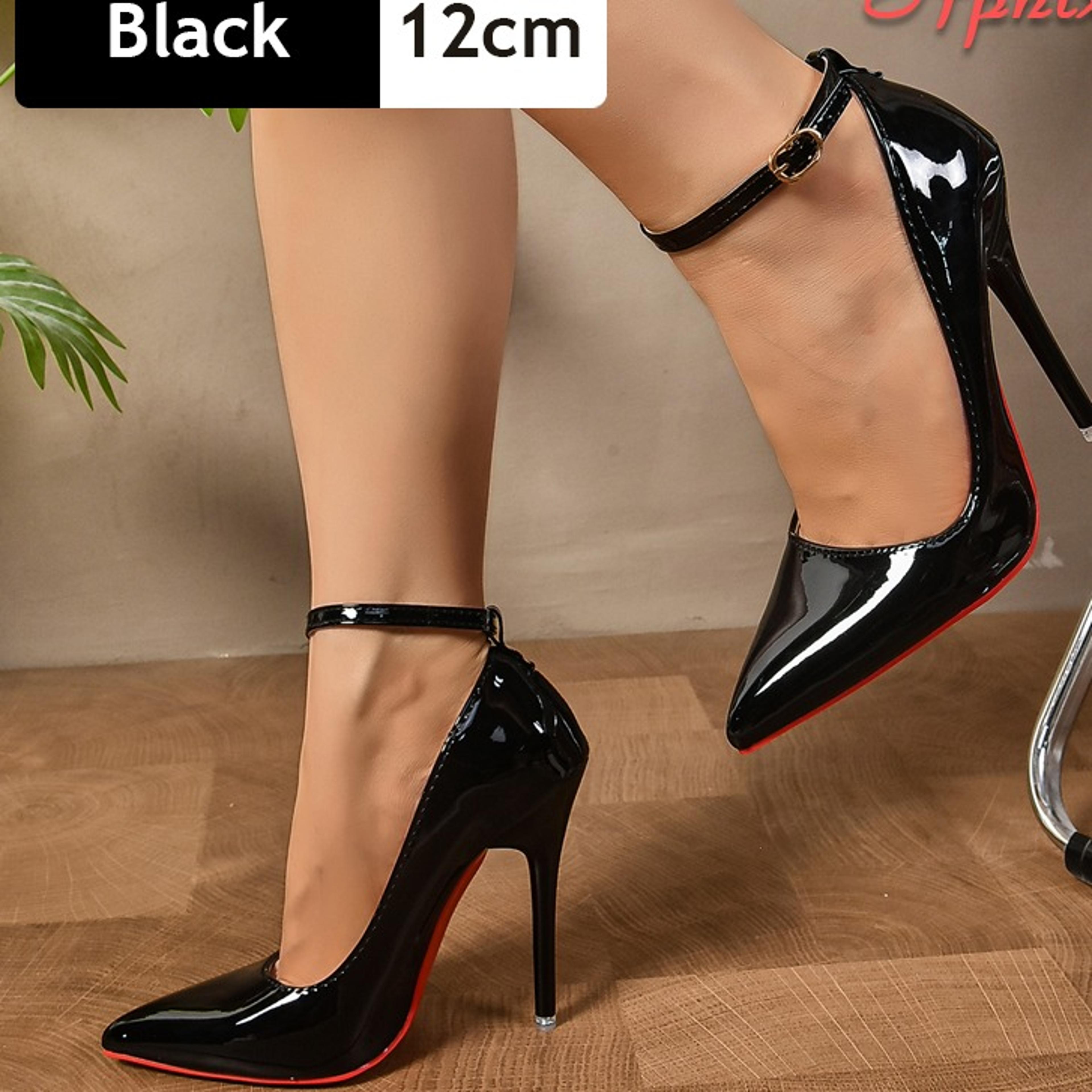 Womens Pointed Toe Stiletto Heel Pumps with Metal Buckle Strapjpg
