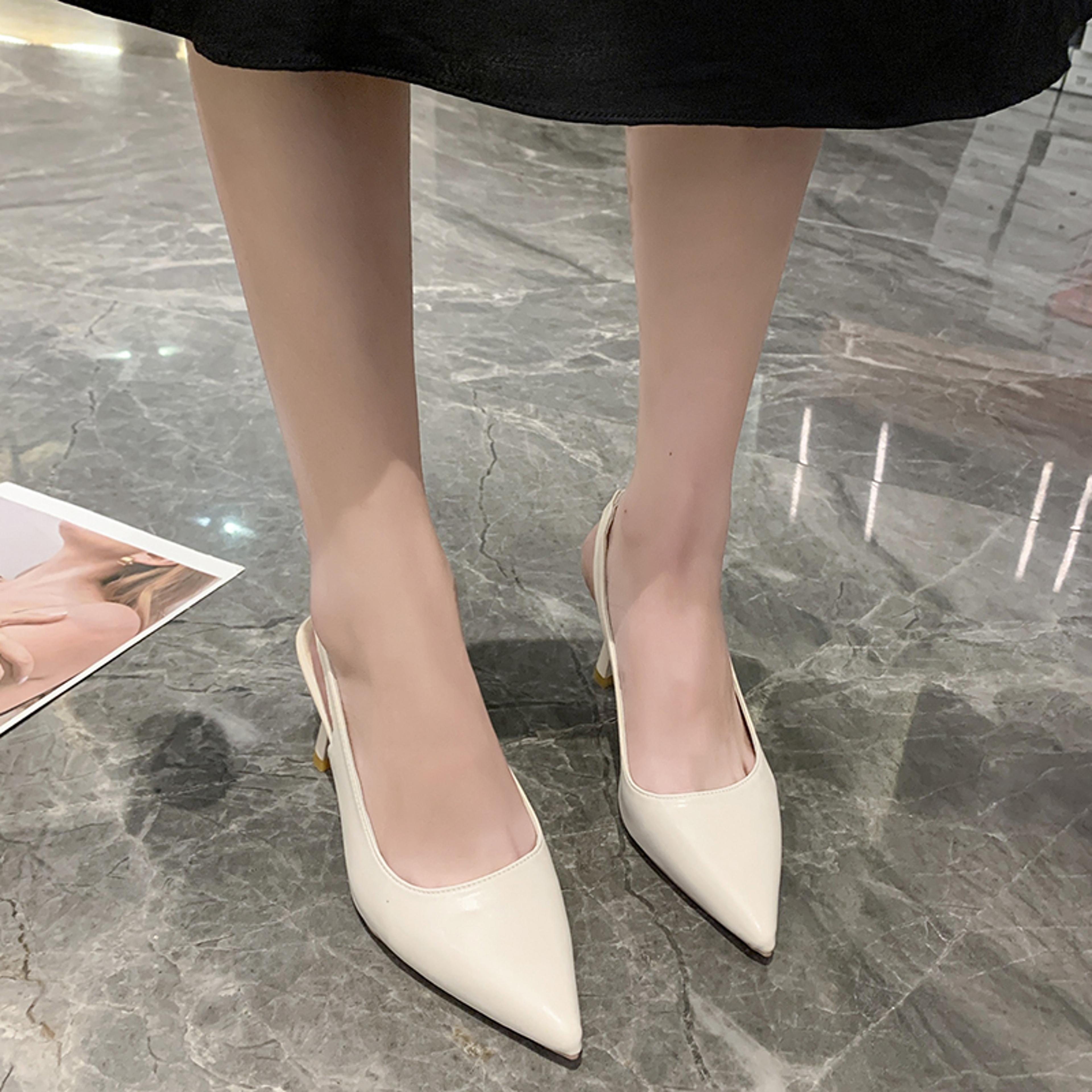 womens pointed toe stiletto sandals with slip on design