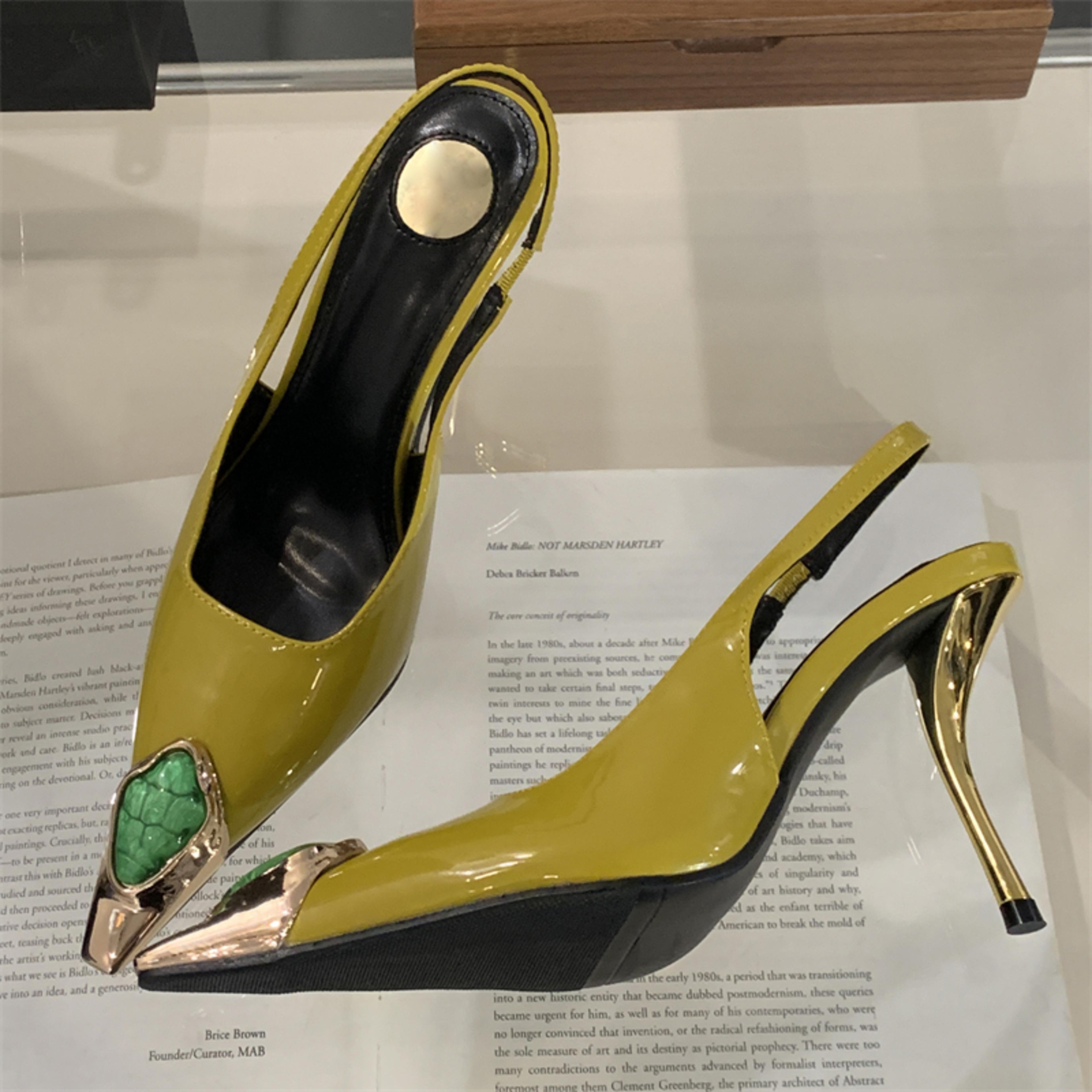 Womens Pointed Toe Slingback Pumps With Thin Heels And Buckle Strap 3