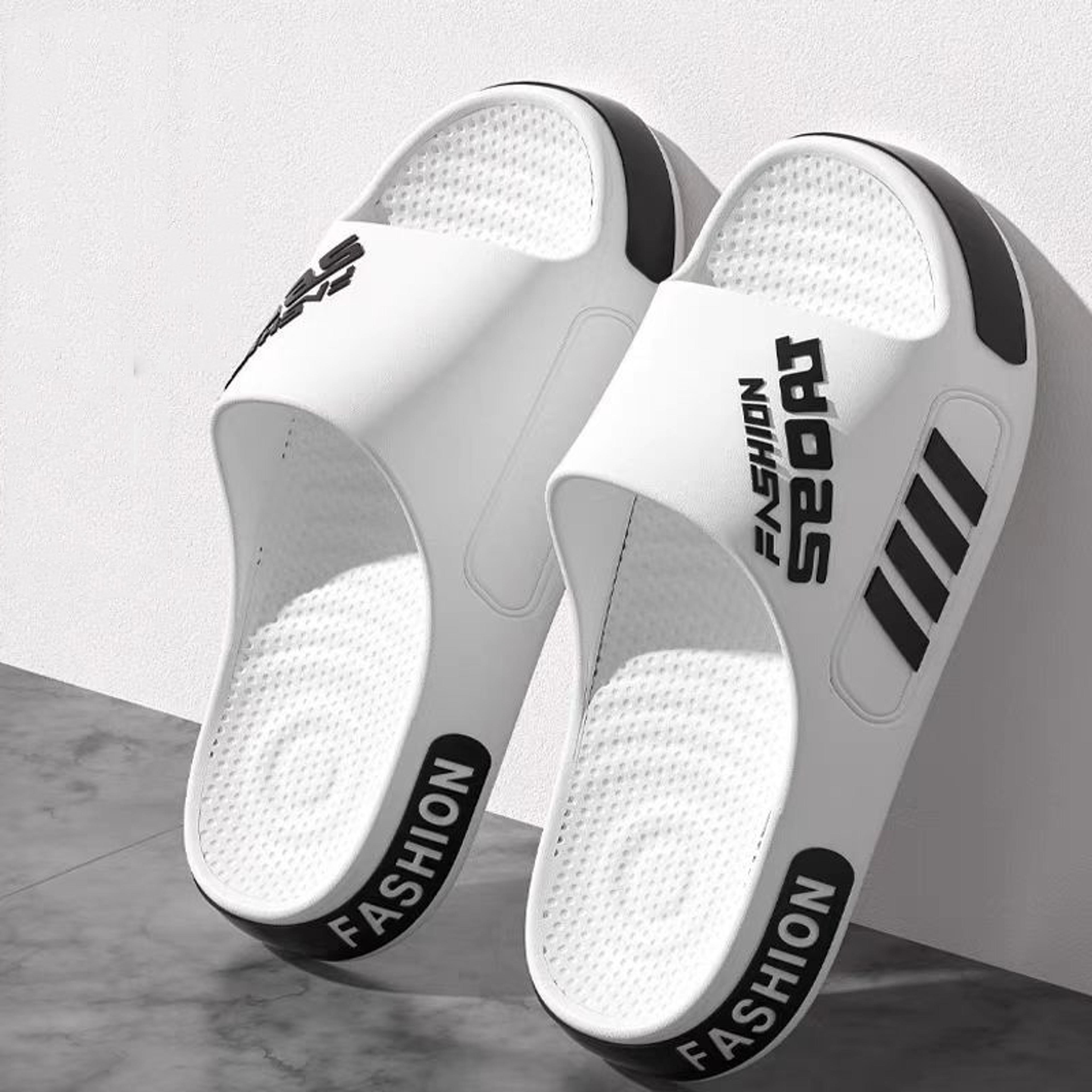 unisex open toe slides with flat rubber soles for indoor and beach wear