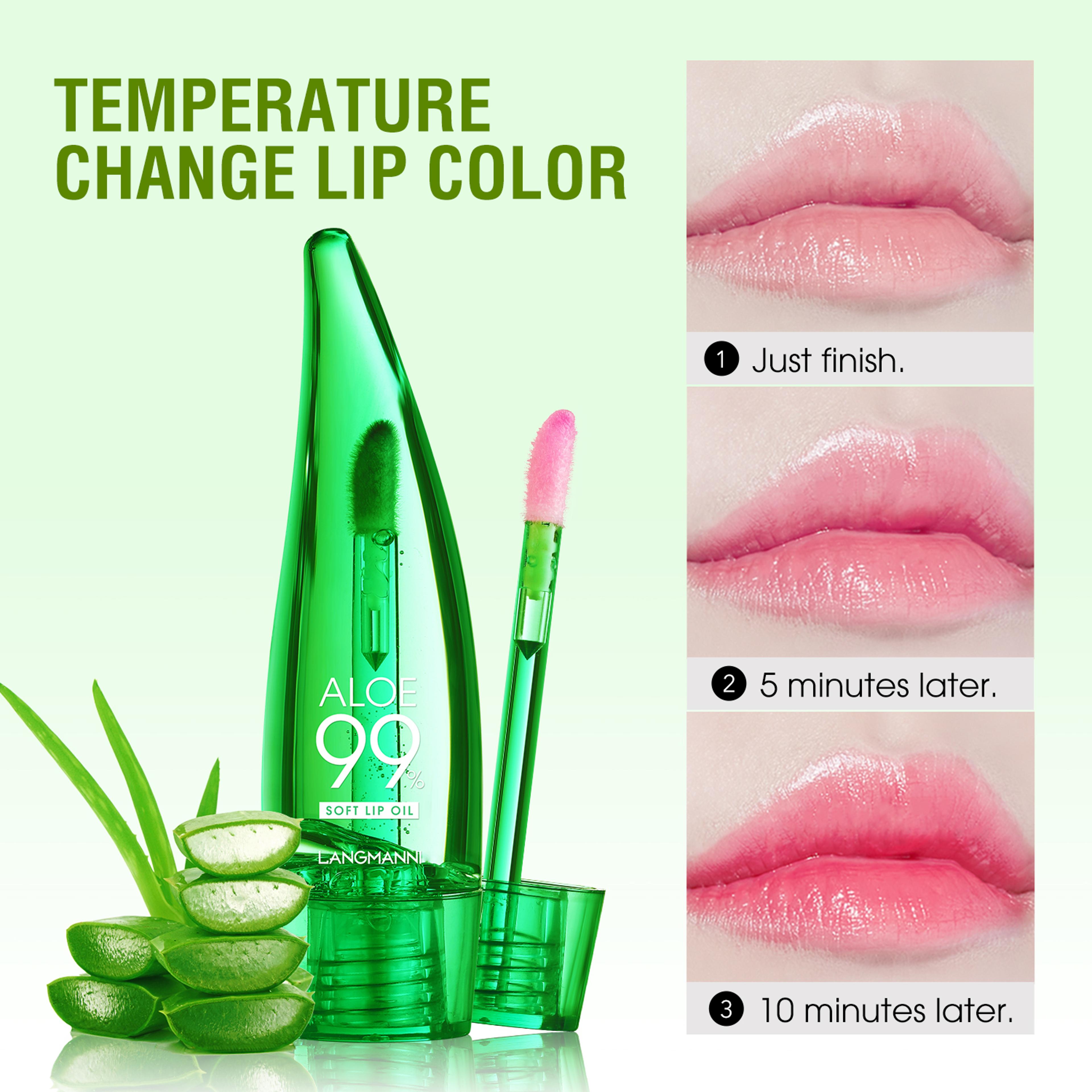 colour changing aloe vera lip gloss, warm feeling moisturising lip glaze, long lasting lip oil, natural hydration shine