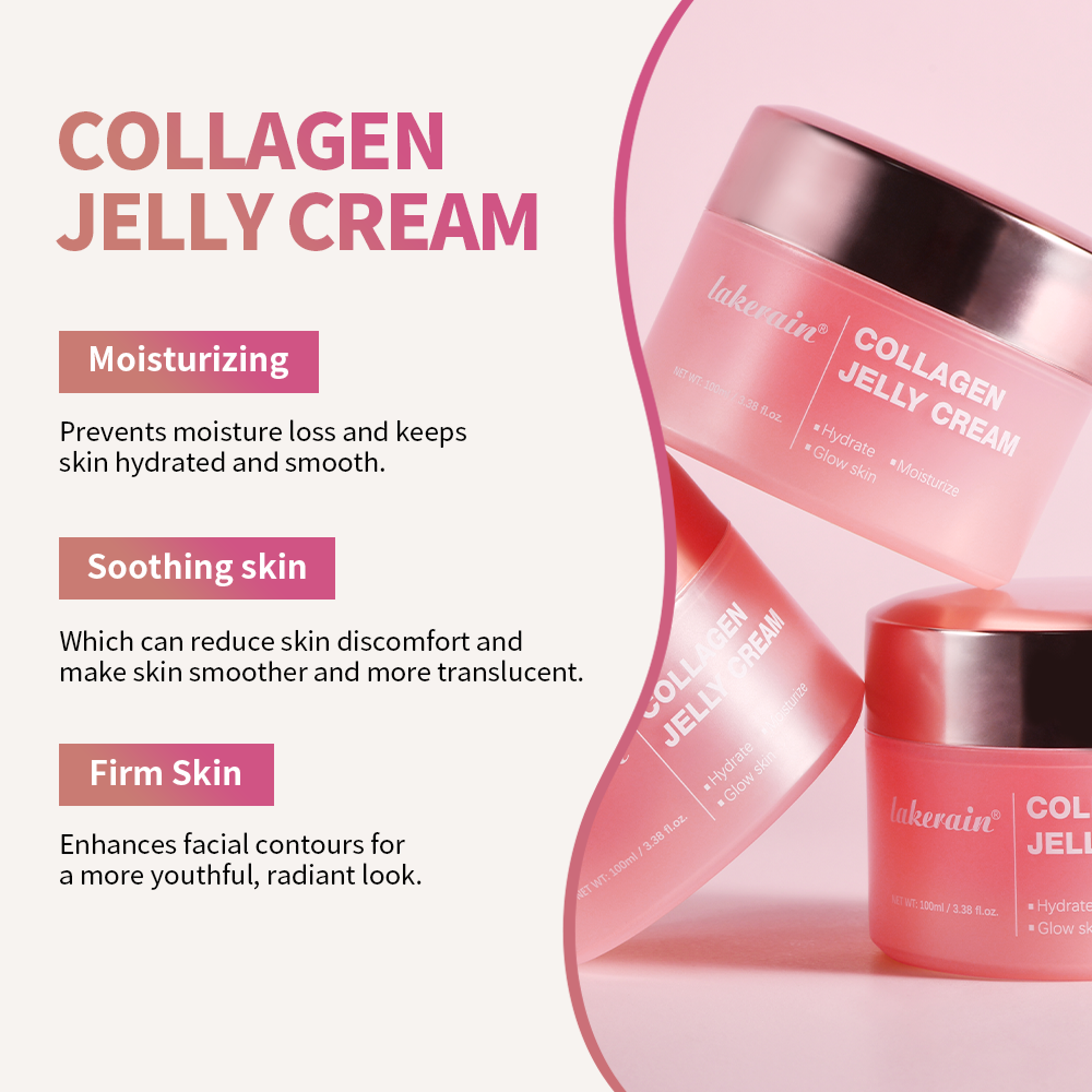Moisturizing Collagen Jelly Cream Niacinamide Hydrolyzed Collagen Tightening Soothing Anti Aging Fi 1