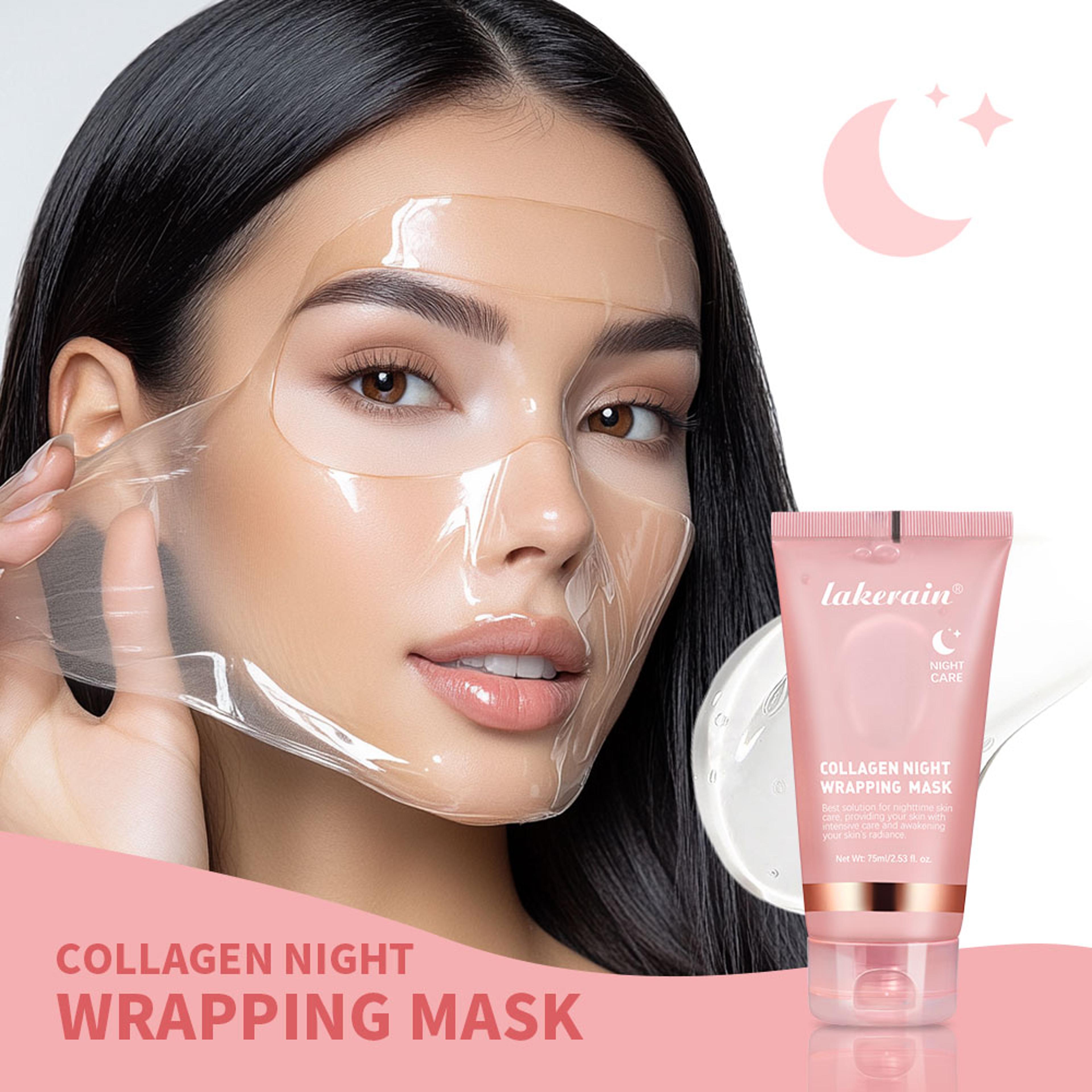 collagen overnight wrapping peel off facial mask, elasticity hydration care, deep firming, reduces sagging, dullness