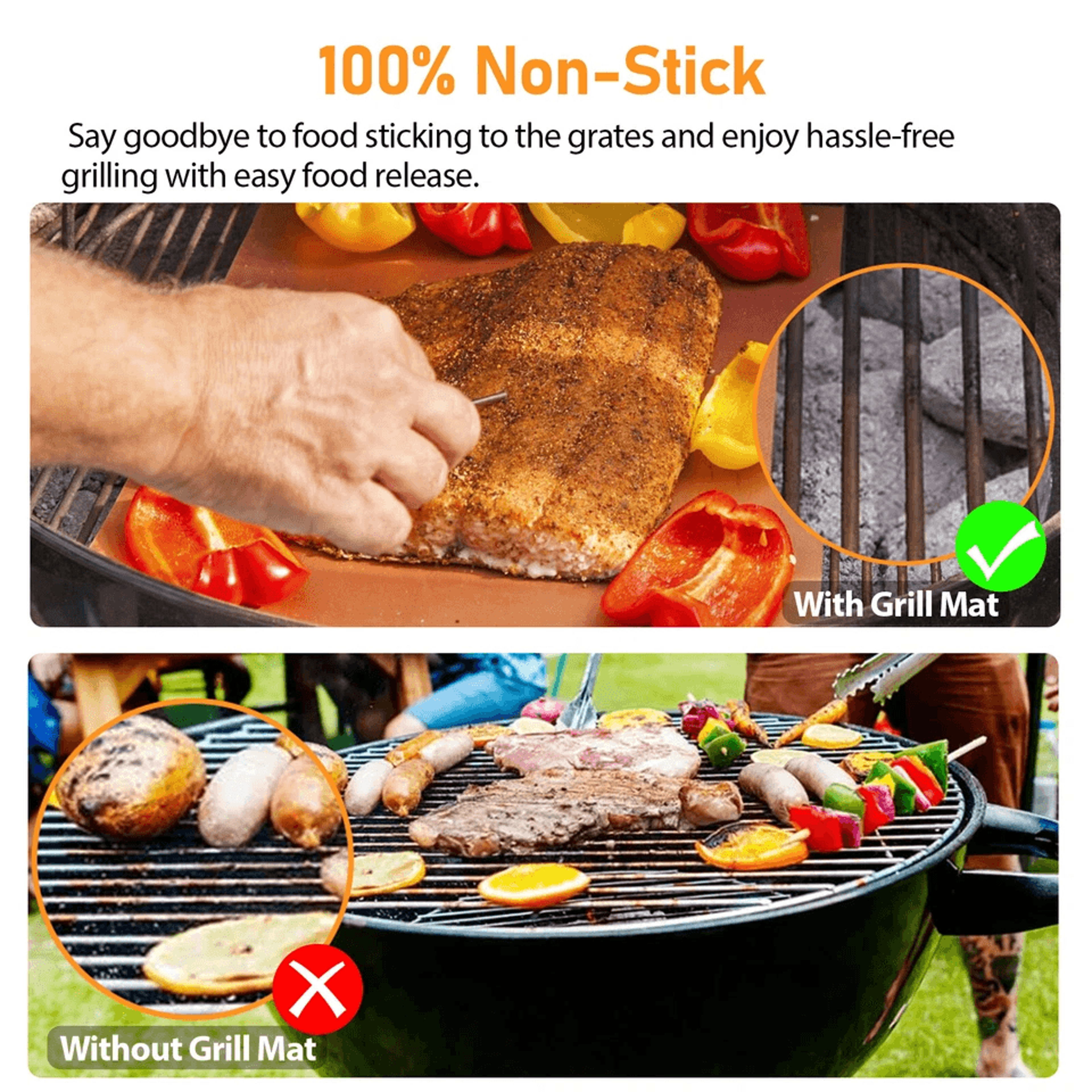 BBQ Copper Grill Mats Outdoor Non Stick Reusable Baking Sheets For Grilling 3