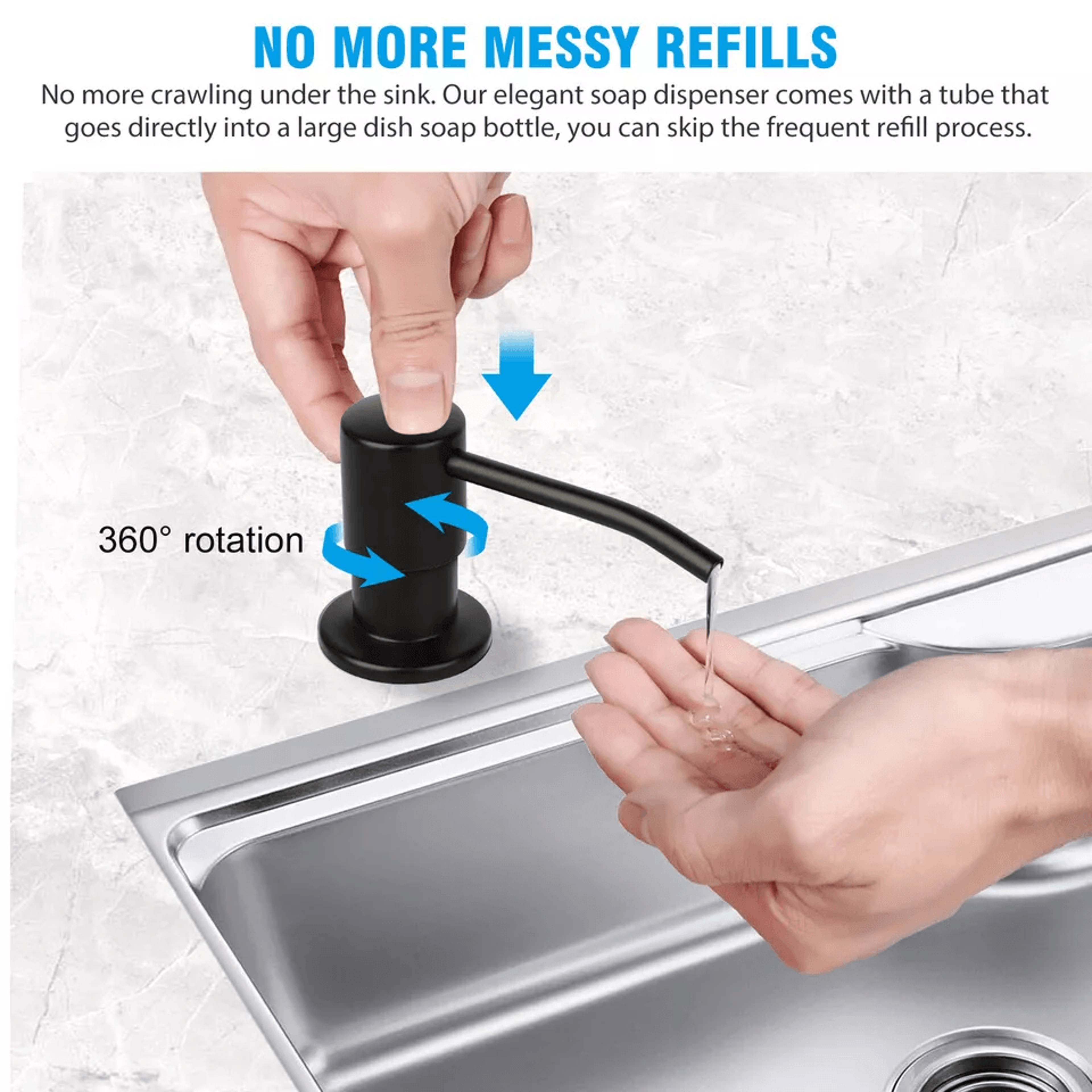 Stainless Steel Sink Soap Dispenser With Tube Kit Kitchen Liquid Pump Bottle System Quick Install N 1