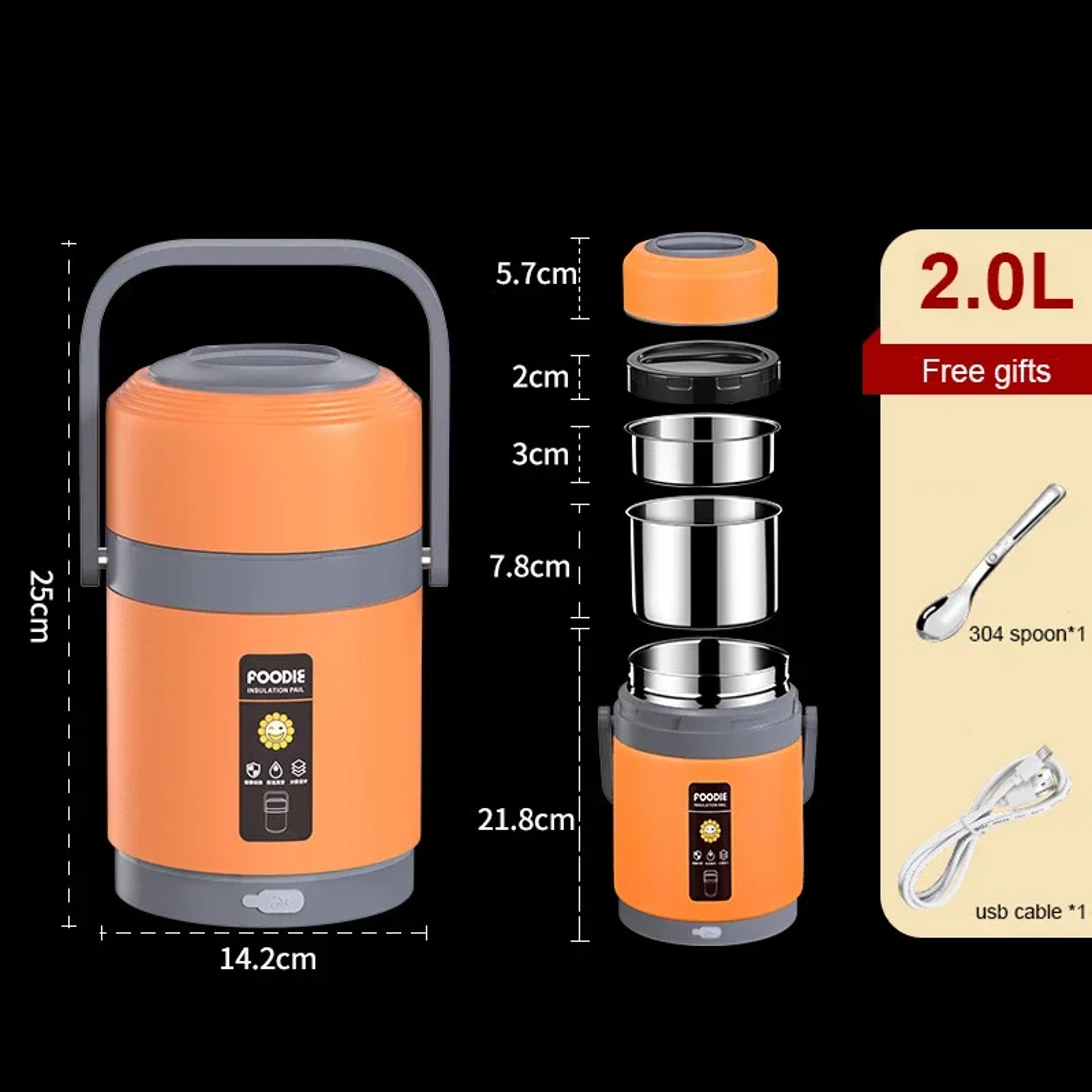 USB Electric Heated Lunch Box Stainless Steel Food Warmer Bento Thermal Boxes For Office School Lun 7