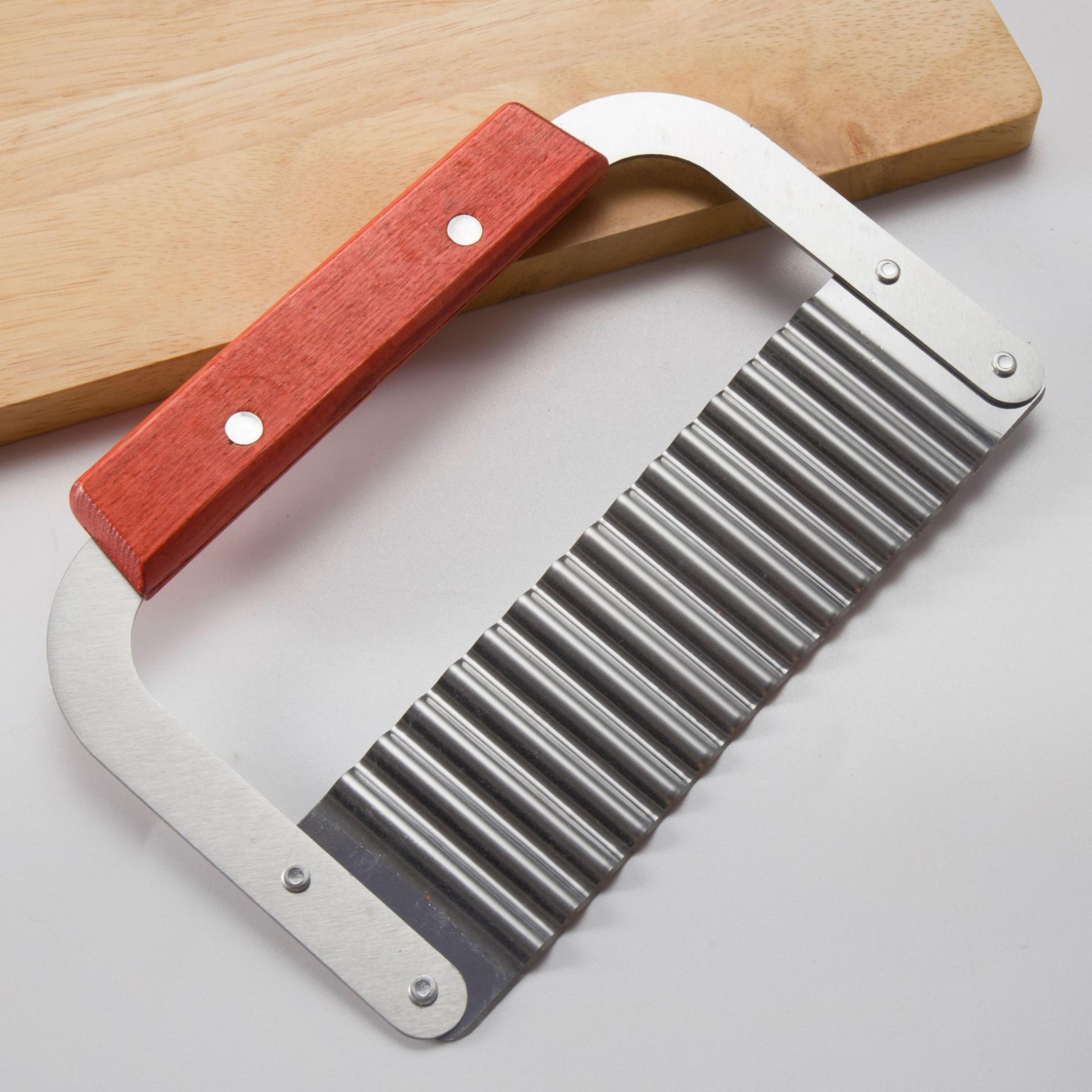 Stainless Steel Wooden Handle Wave Knife Wolf Tooth Potato Knife Potato Chip Cutting Knife Potato C 3