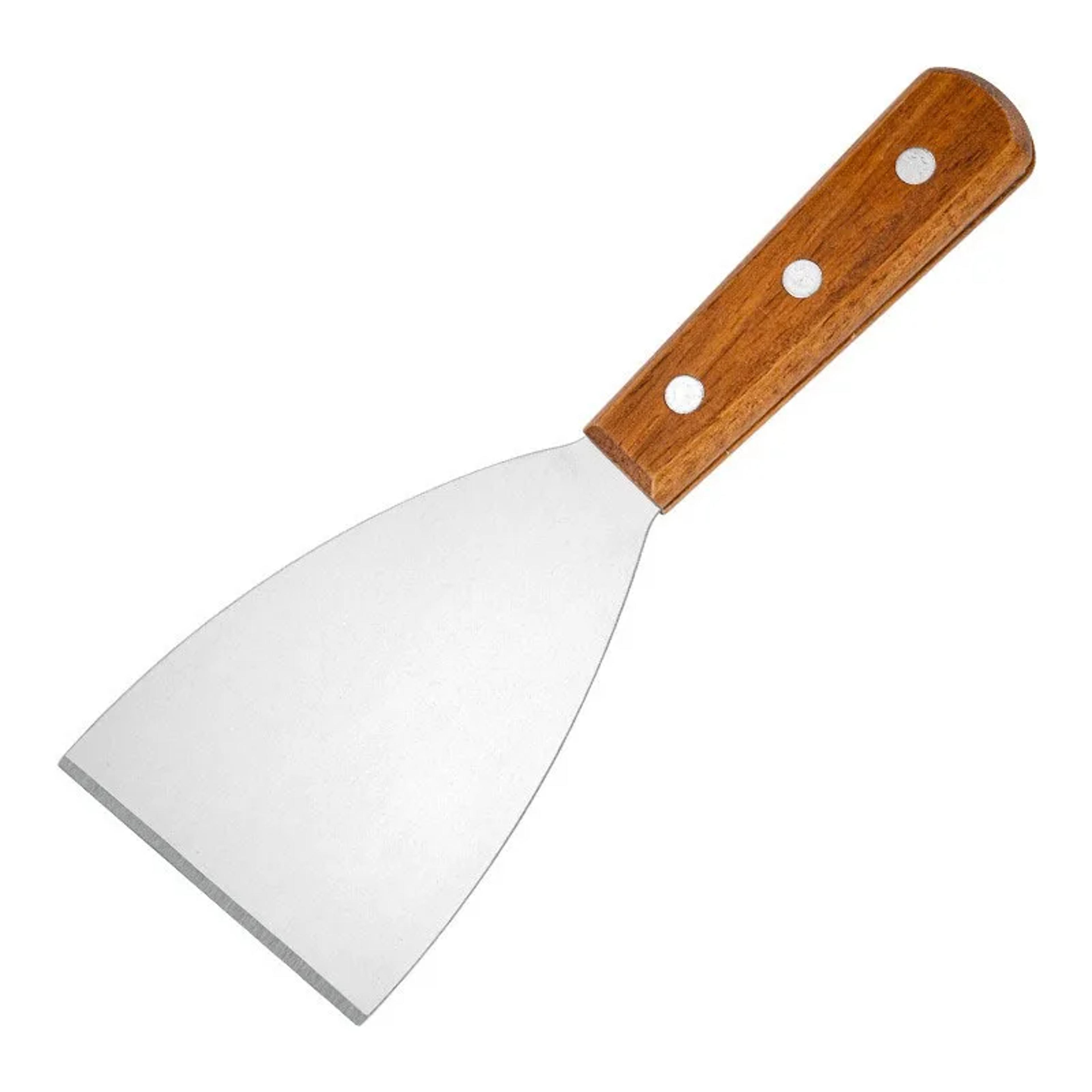Wooden Handle Stainless Steel Oblique Spatula Steak Scraper Burger  Pizza Shovel Kitchen Cooking To 5