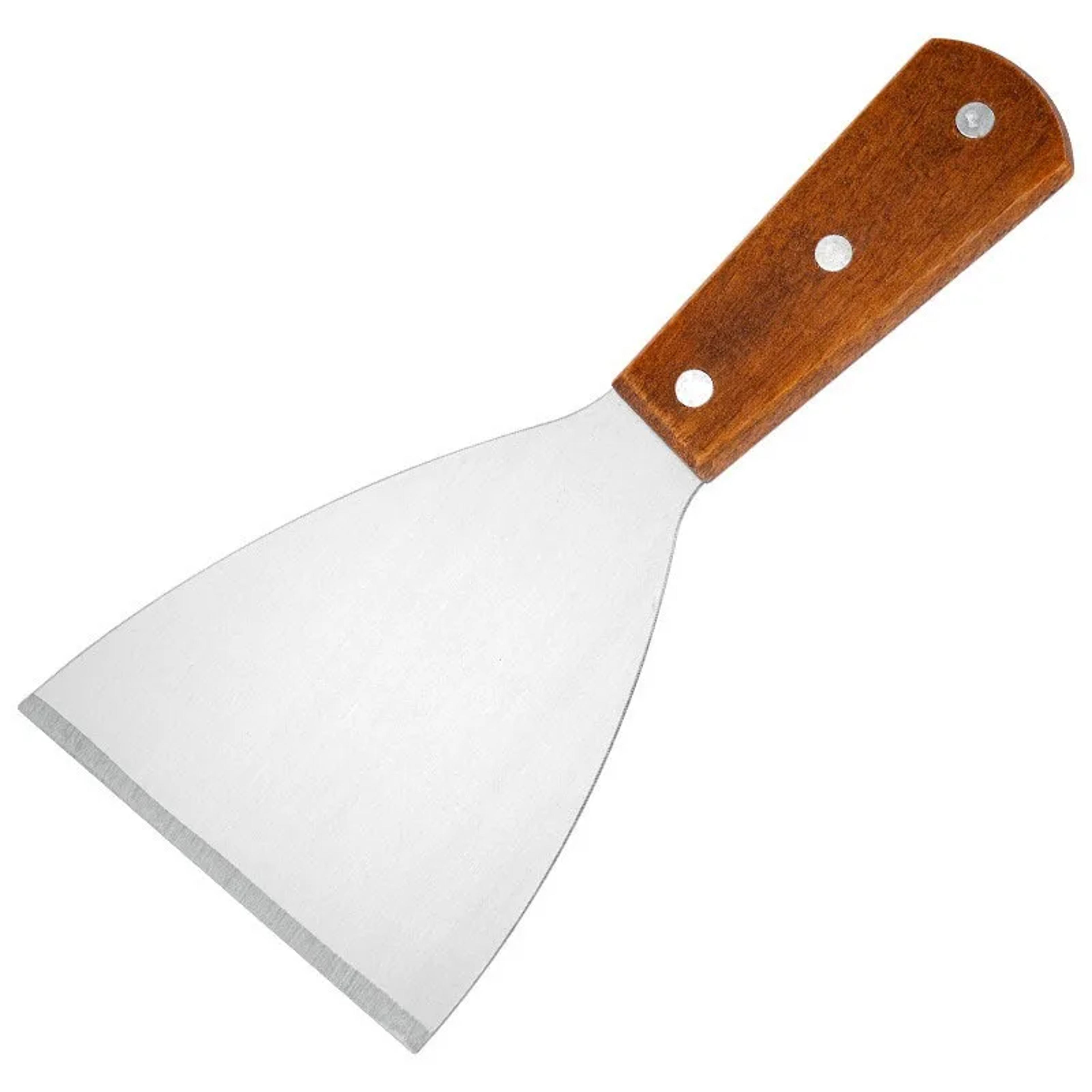 Wooden Handle Stainless Steel Oblique Spatula Steak Scraper Burger  Pizza Shovel Kitchen Cooking To 6