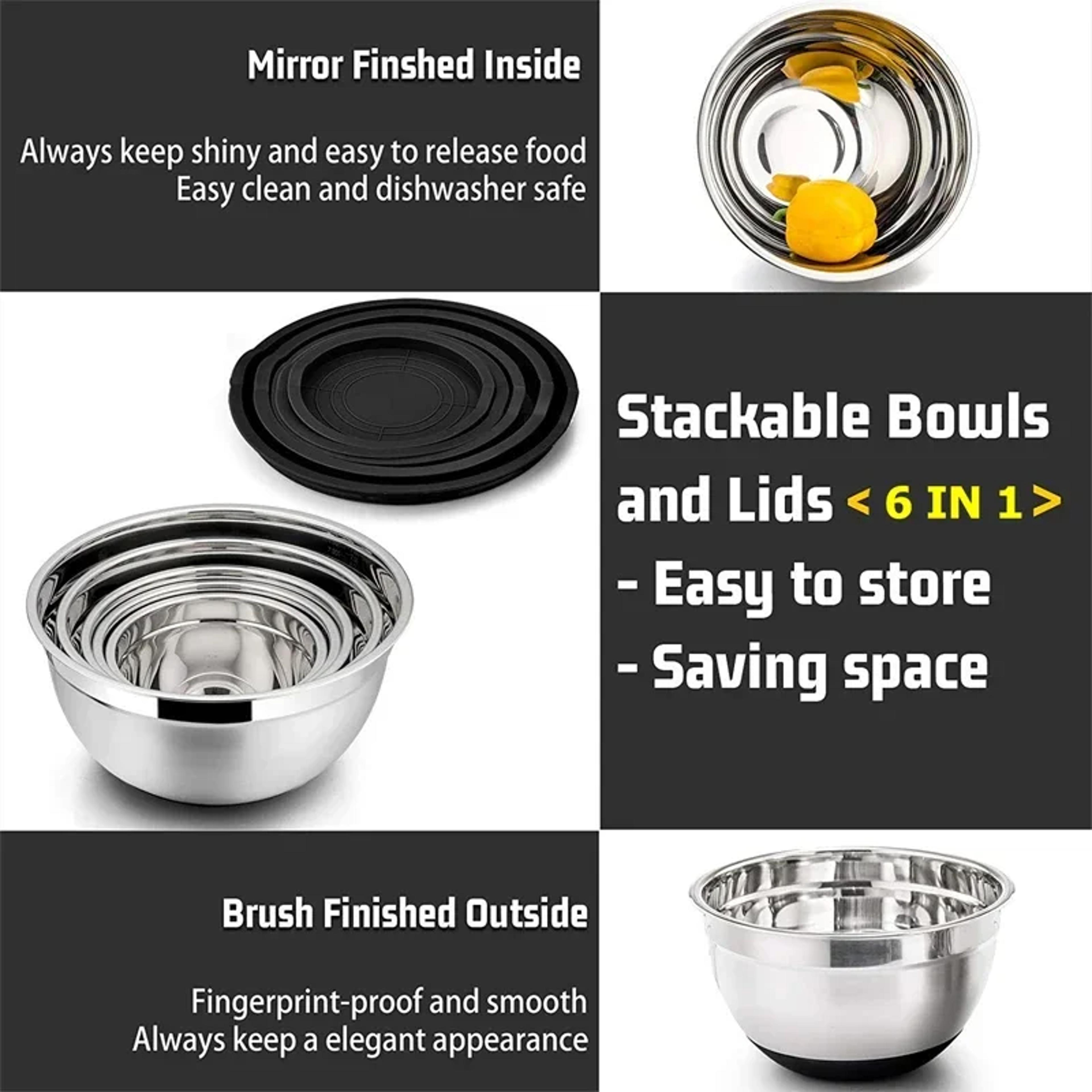Silicone Bottom Thickened With Lid Cooking Basin Stainless Steel Egg Beating Basin Salad Mixing Bas