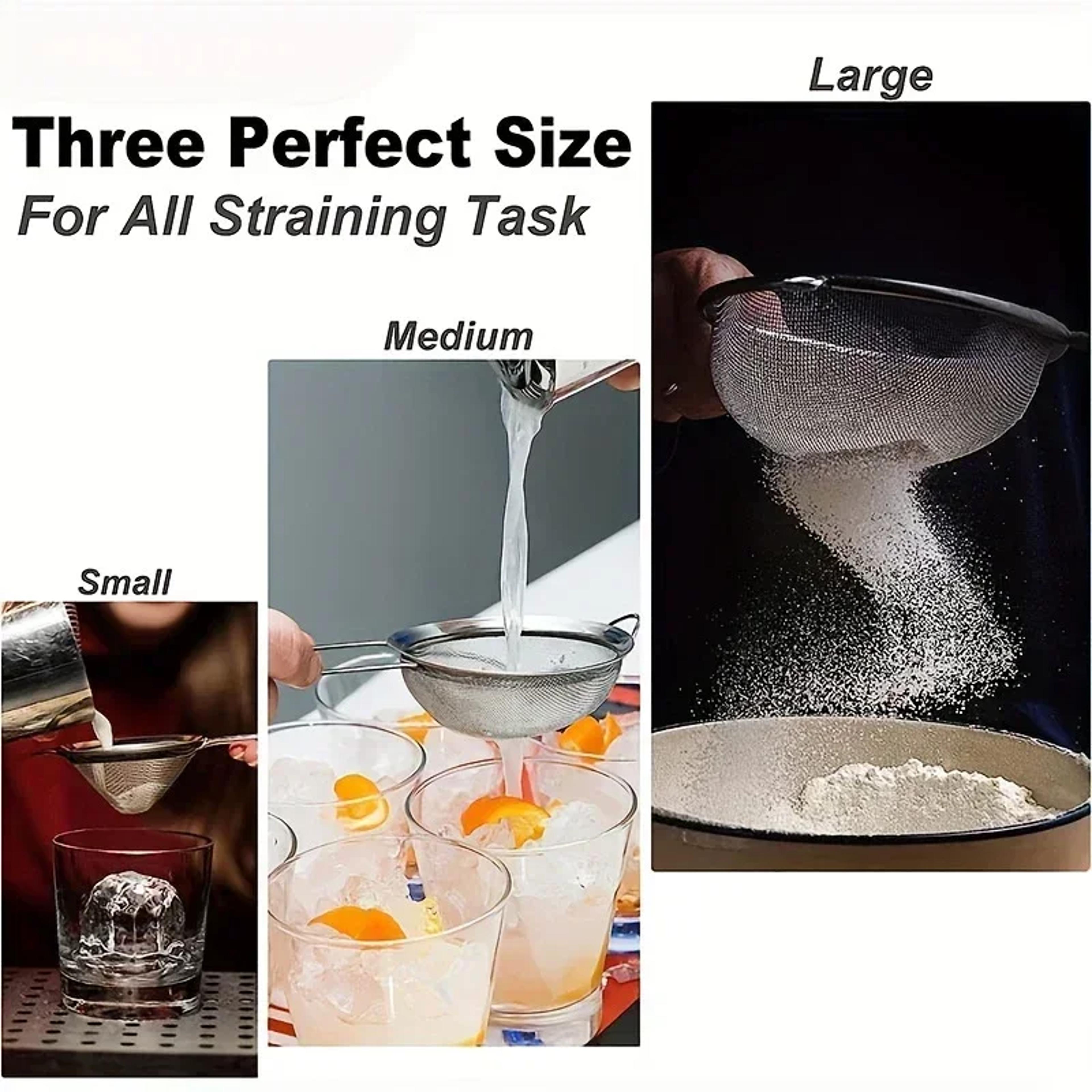 Stainless Steel Fine Mesh Food Strainer Sifter With Handle Flour Sieve Sifter For Baking Juice And