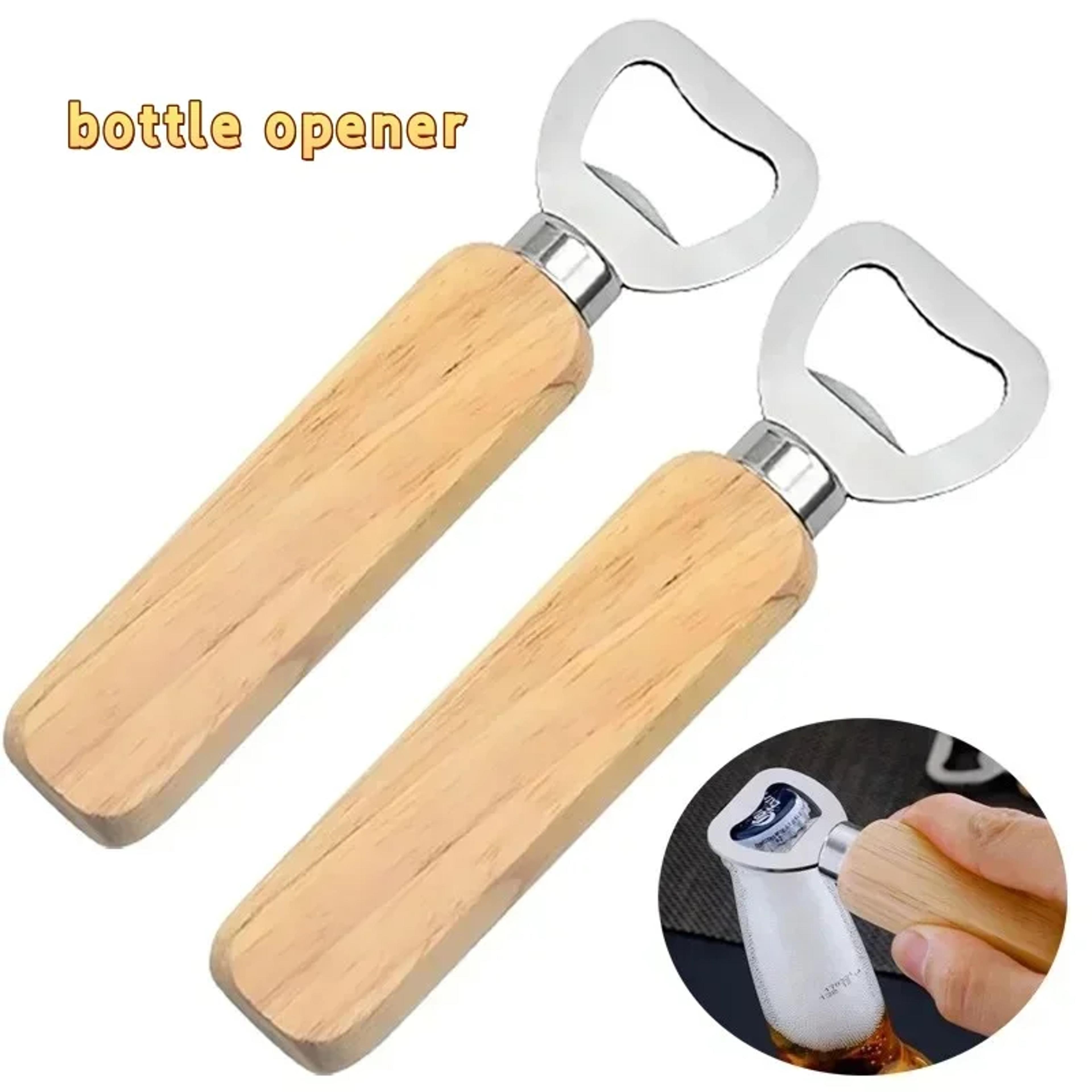 Popular Beer Bottle Opener With Thickened Stainless Steel Wooden Handle For Alcoholic Nonalcoholic  1