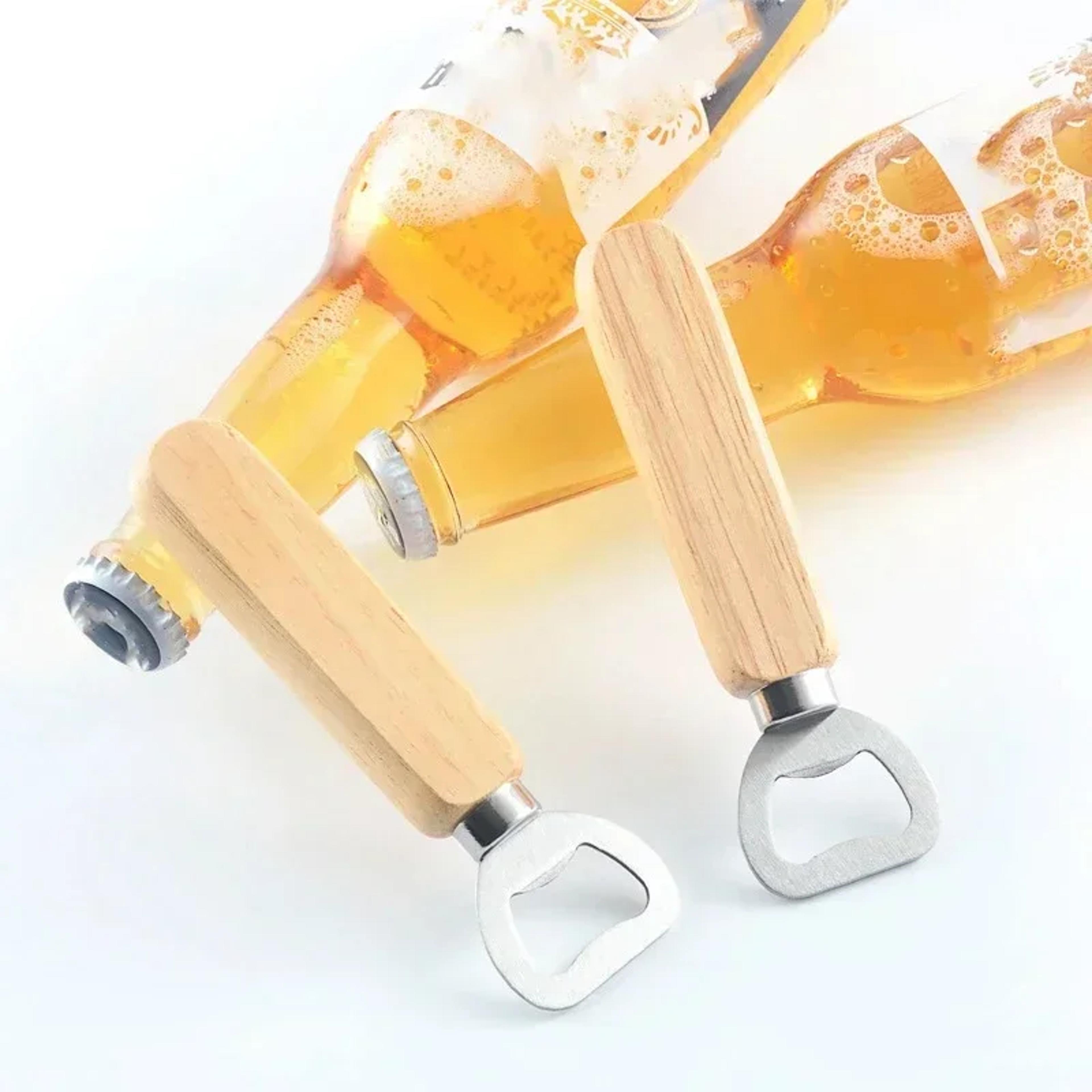 Popular Beer Bottle Opener With Thickened Stainless Steel Wooden Handle For Alcoholic Nonalcoholic  4