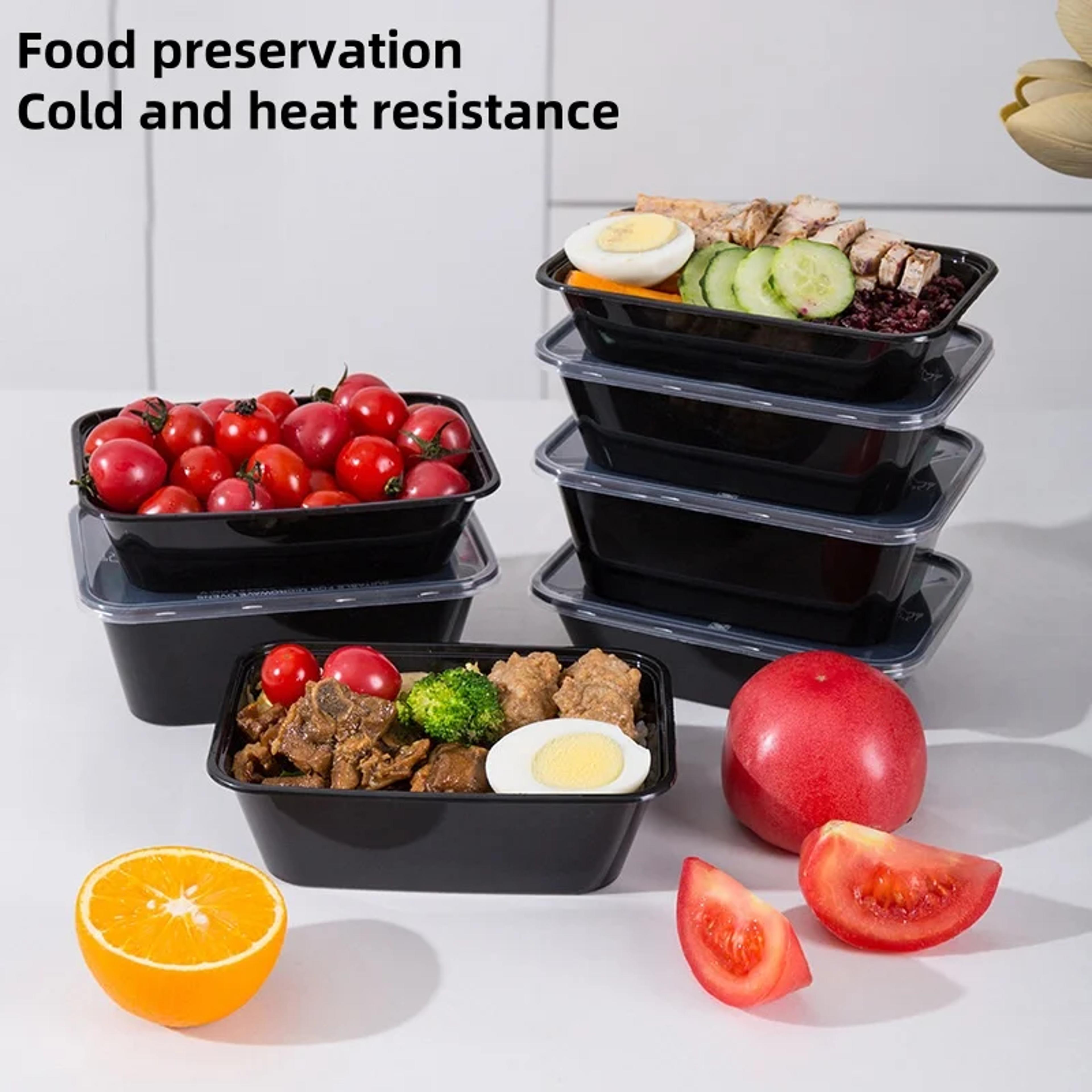 Thick Disposable Takeaway Lunch Box Microwave Heated Rectangular Black Plastic Bowl Food Packaging  1