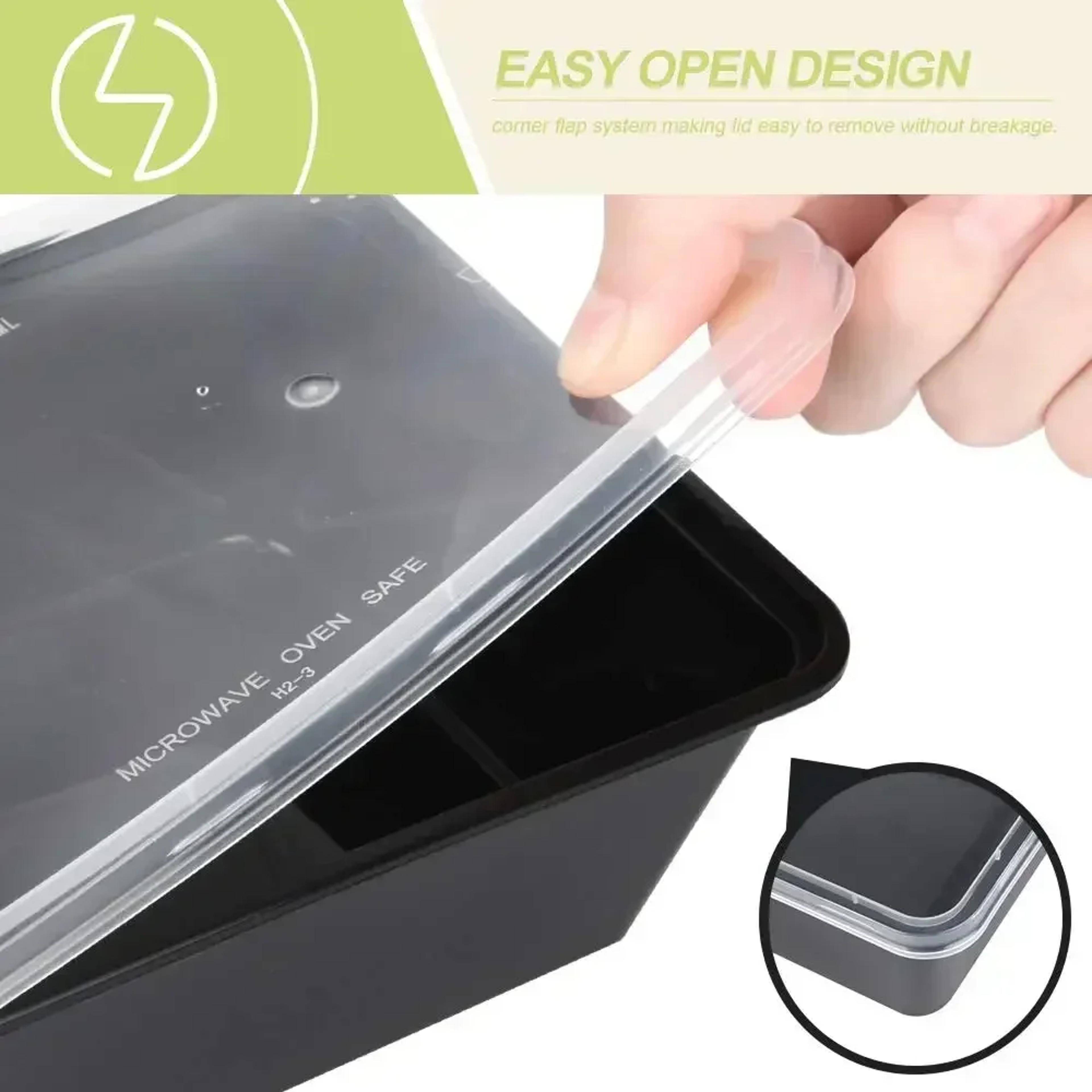 Thick Disposable Takeaway Lunch Box Microwave Heated Rectangular Black Plastic Bowl Food Packaging  4