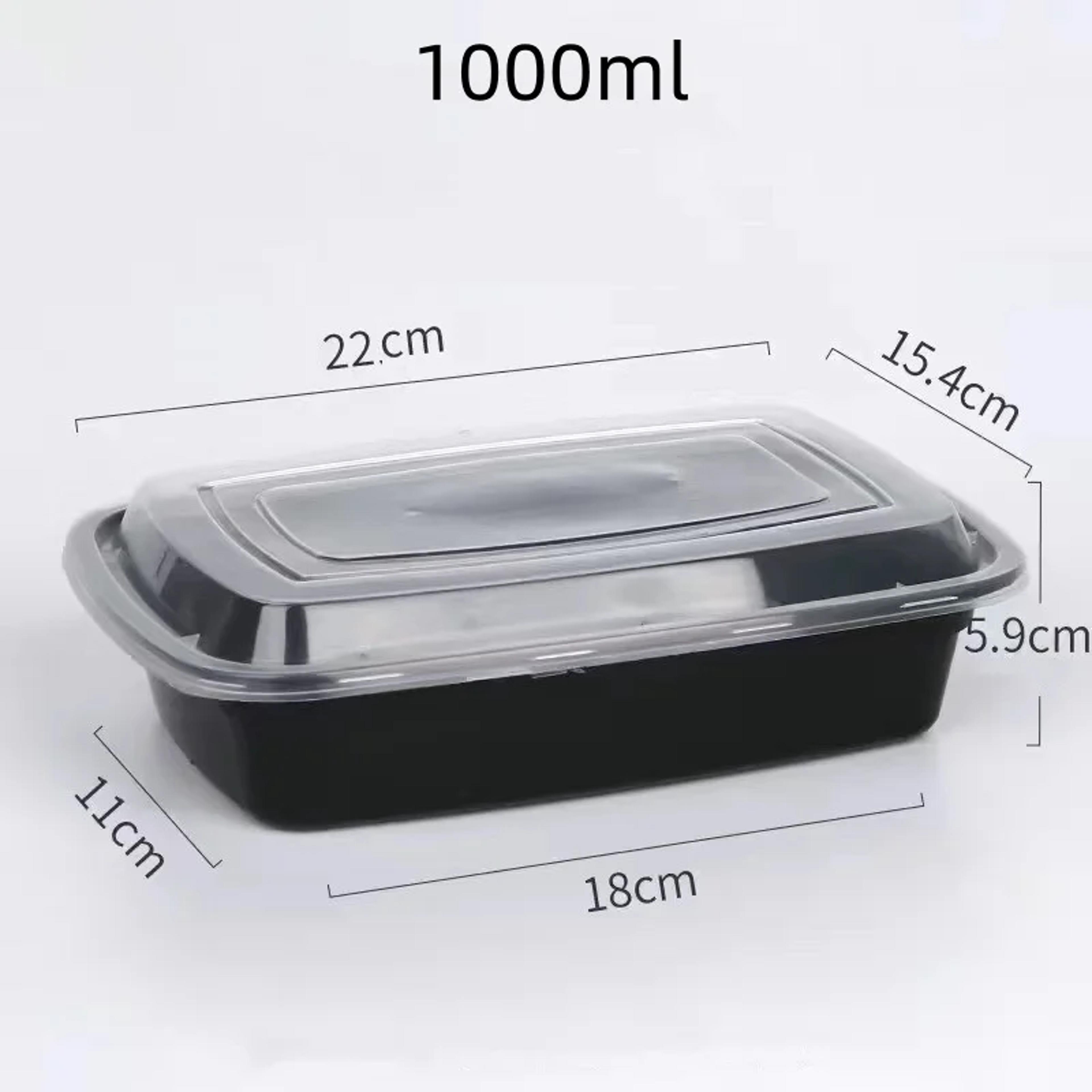 Thick Disposable Takeaway Lunch Box Microwave Heated Rectangular Black Plastic Bowl Food Packaging  6