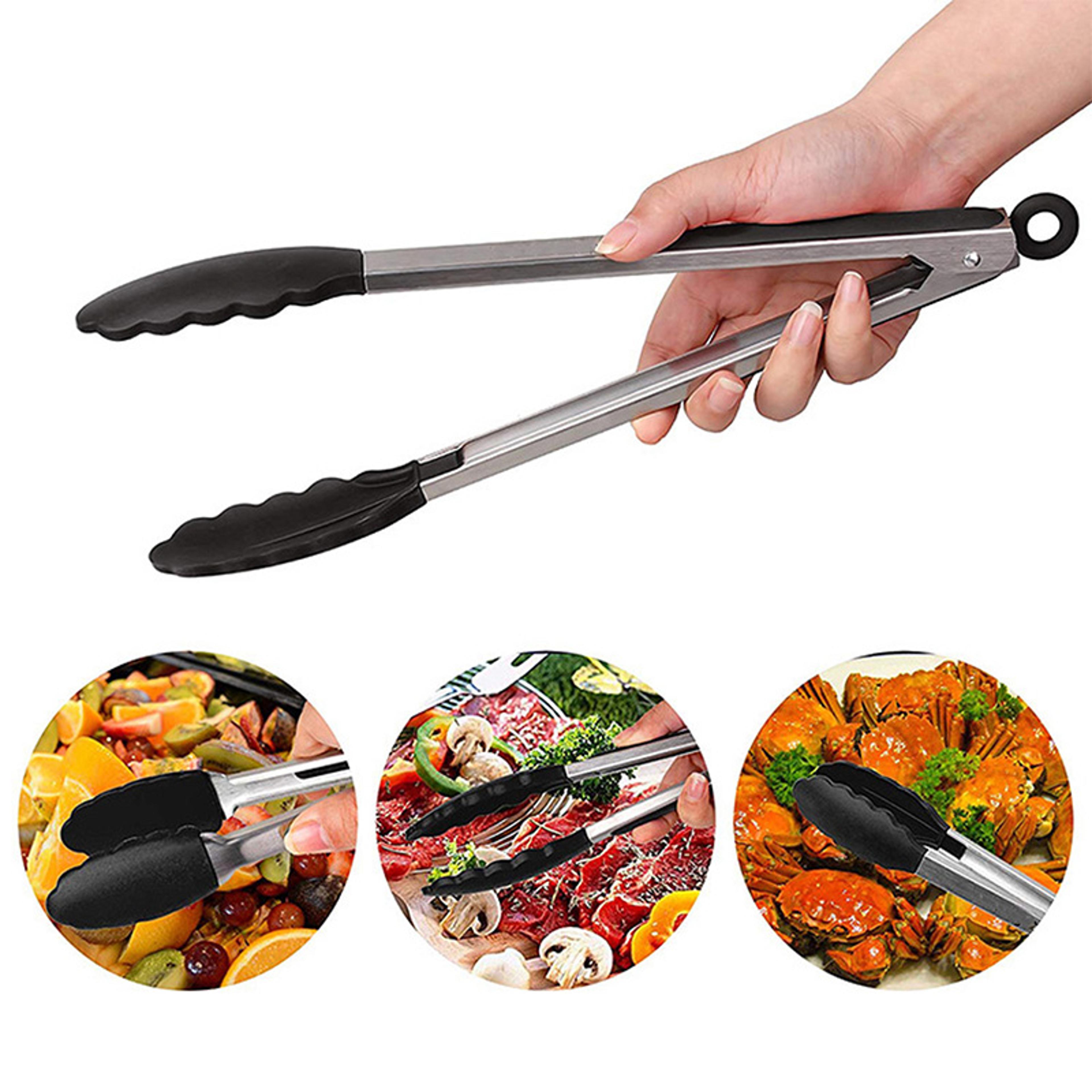 bbq gadgets silicone non-slip food tong, kitchen tong, cooking tong clip clamp, bbq salad tool grill kitchen accessories