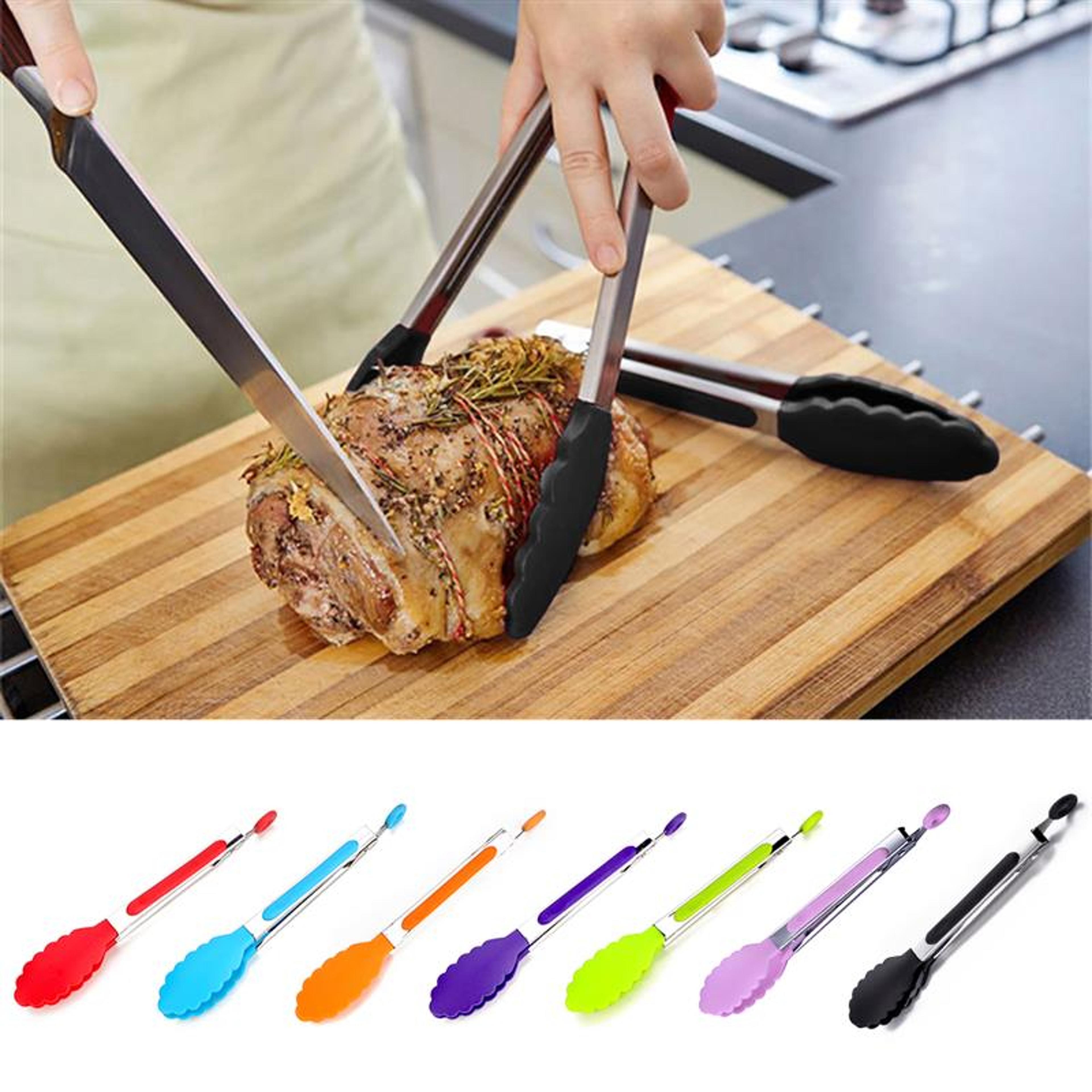 BBQ Gadgets Silicone NonSlip Food Tong Kitchen Tong Cooking Tong Clip Clamp BBQ Salad Tool Grill Ki 1