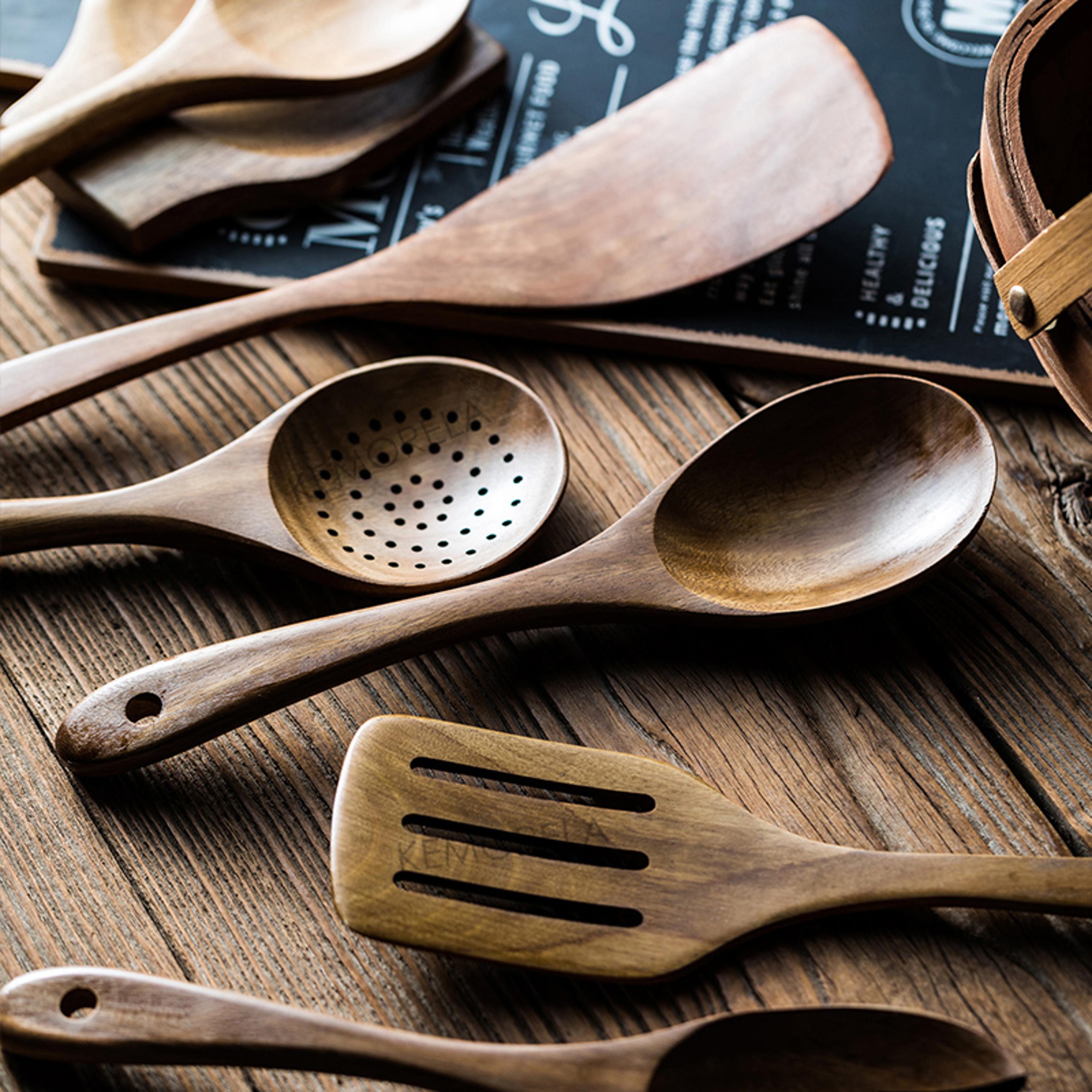 Wooden Spoons For Cooking Teak Wooden Kitchen Utensils Set Wooden Utensils For Cooking With Utensil 4