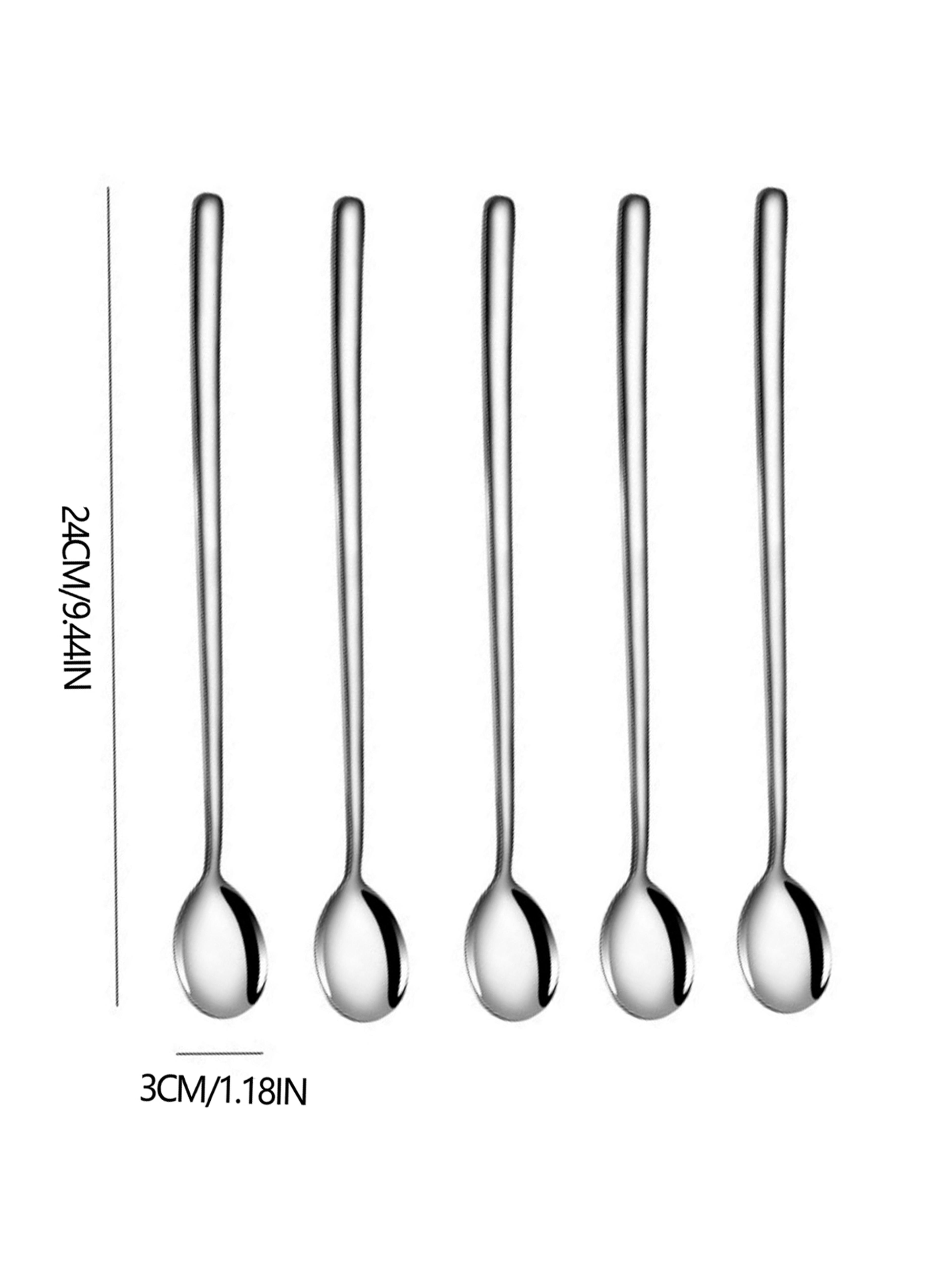 Stainless Steel Ice Cream Spoons Long Handle Coffee Spoons Stirring Spoons Kitchen Utensils 5