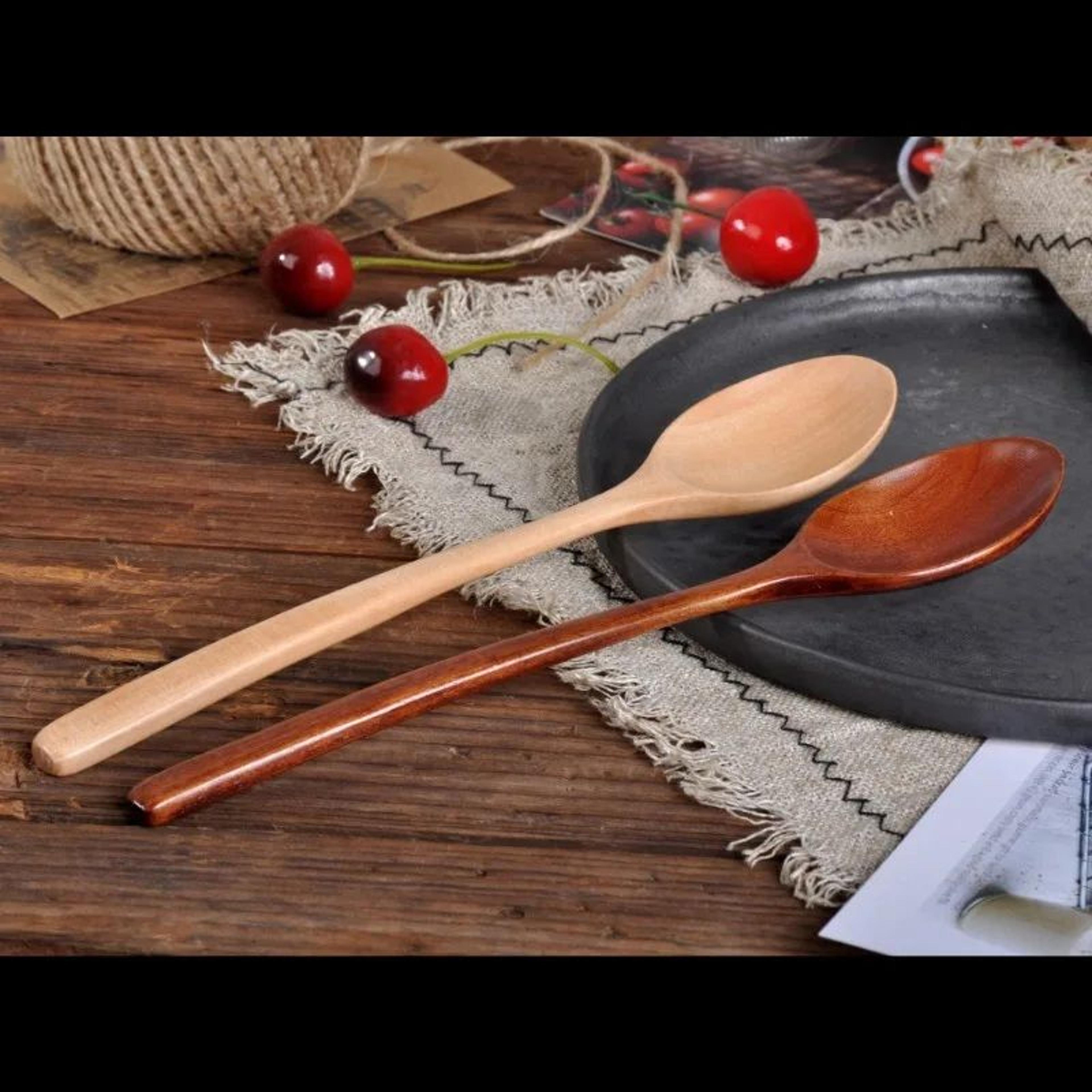 Wooden Soup Spoon Long Handle Wooden Tea Dessert Spoon Natural Coffee Mixing Spoons Cooking Spoon C 2
